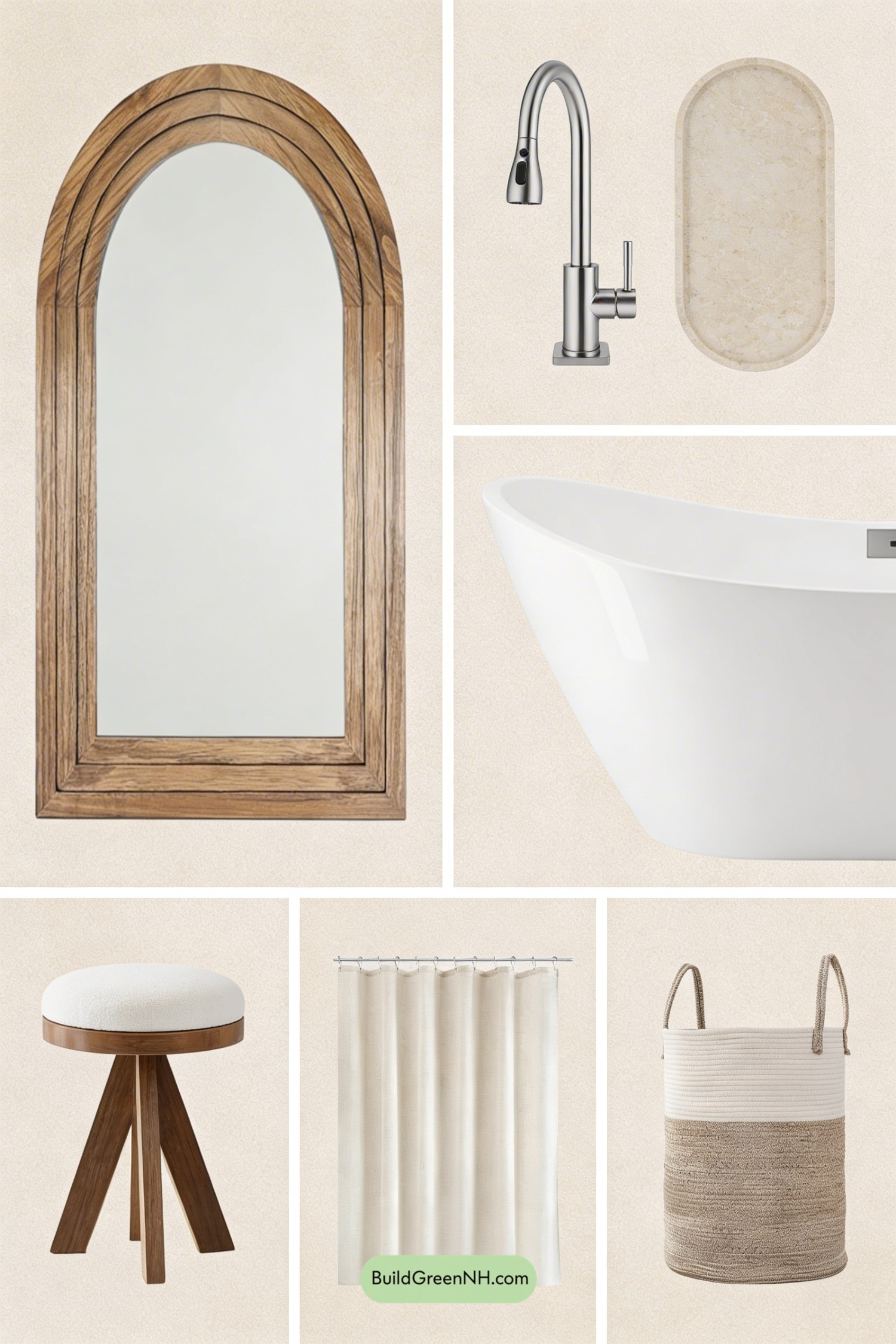 Moodboard for Warm Beige Scandi Spa Bathroom