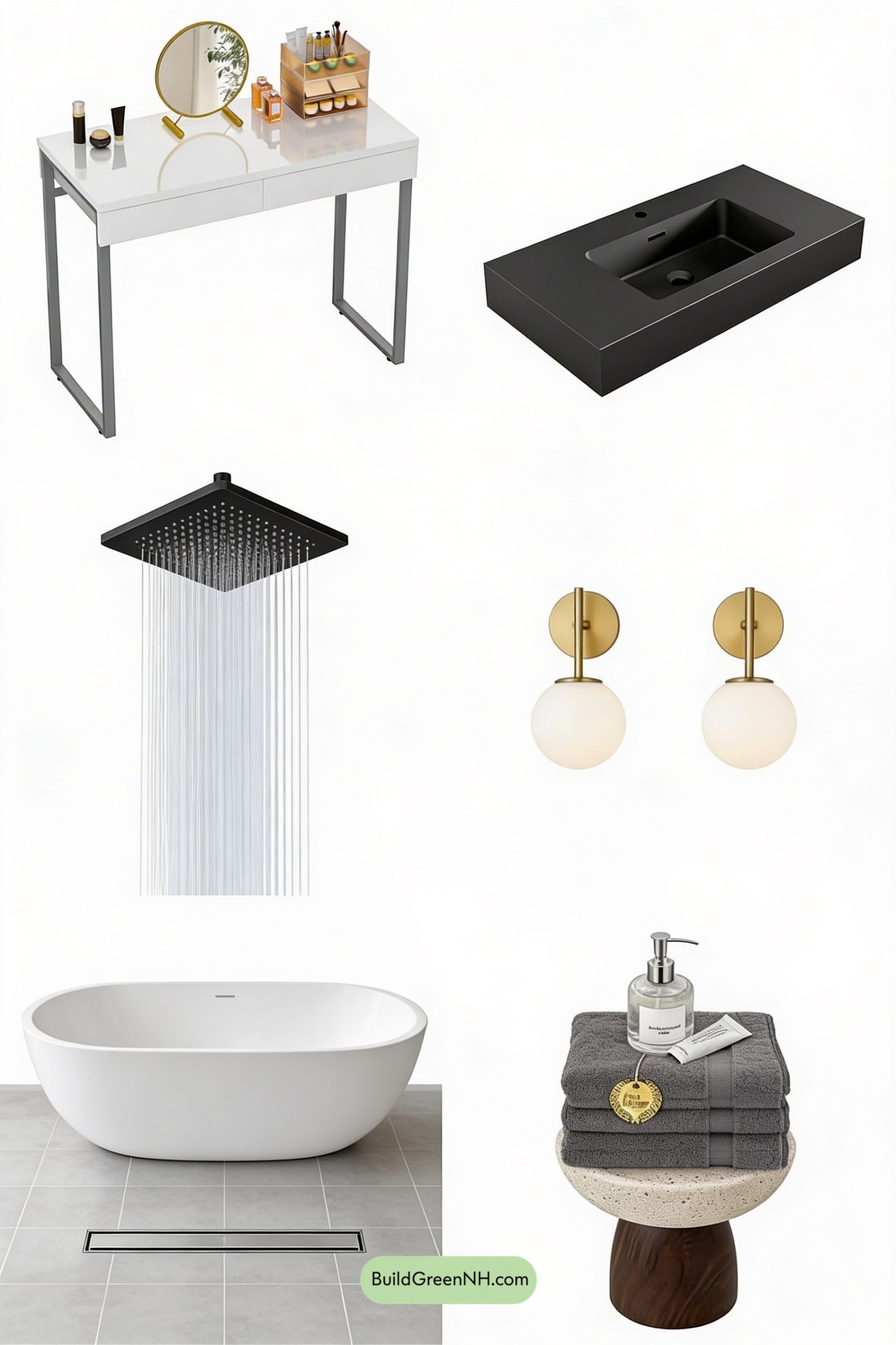 Moodboard for Ice-Gray Scandi Bathroom Retreat