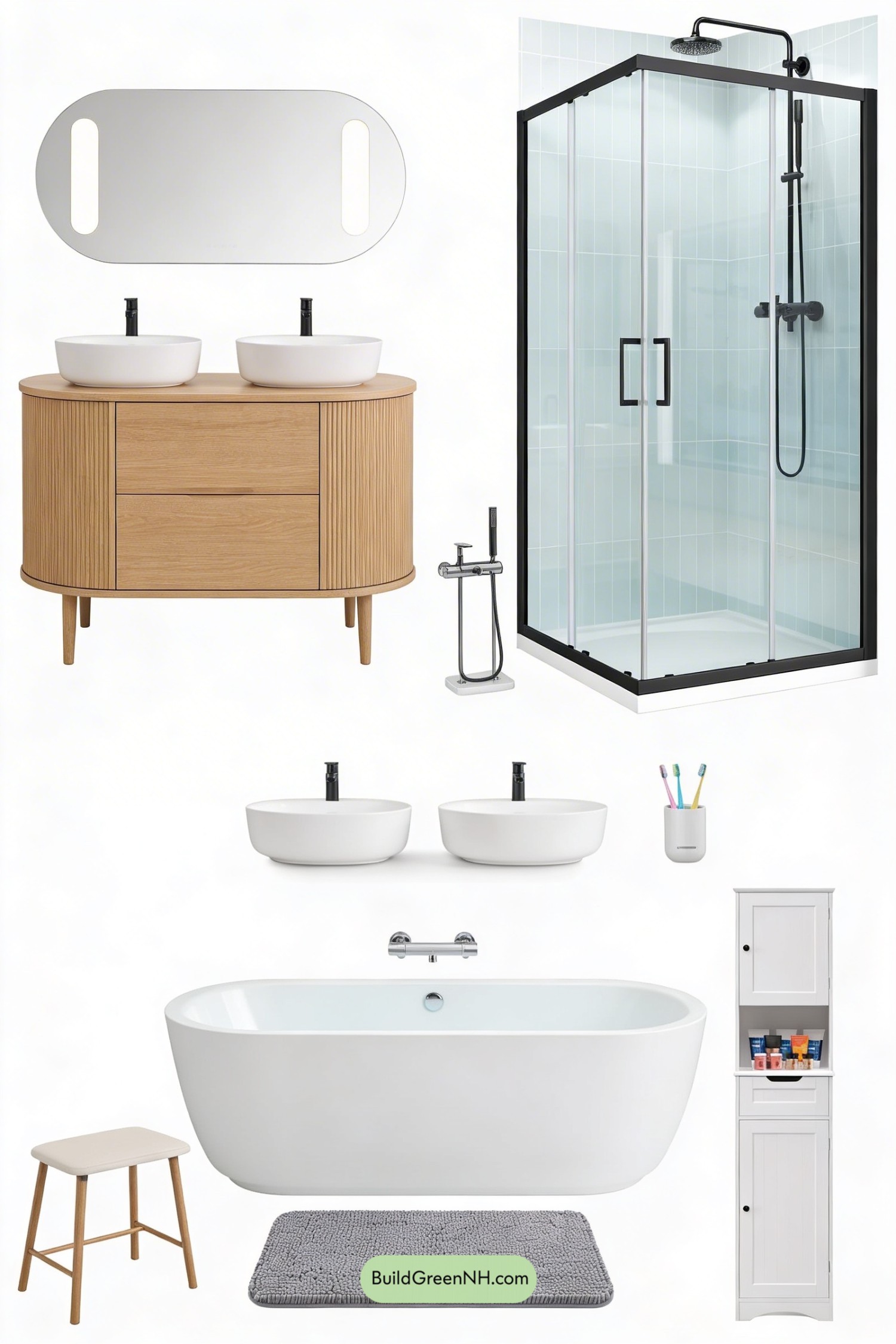 Moodboard for Family-Friendly Scandi Bathroom