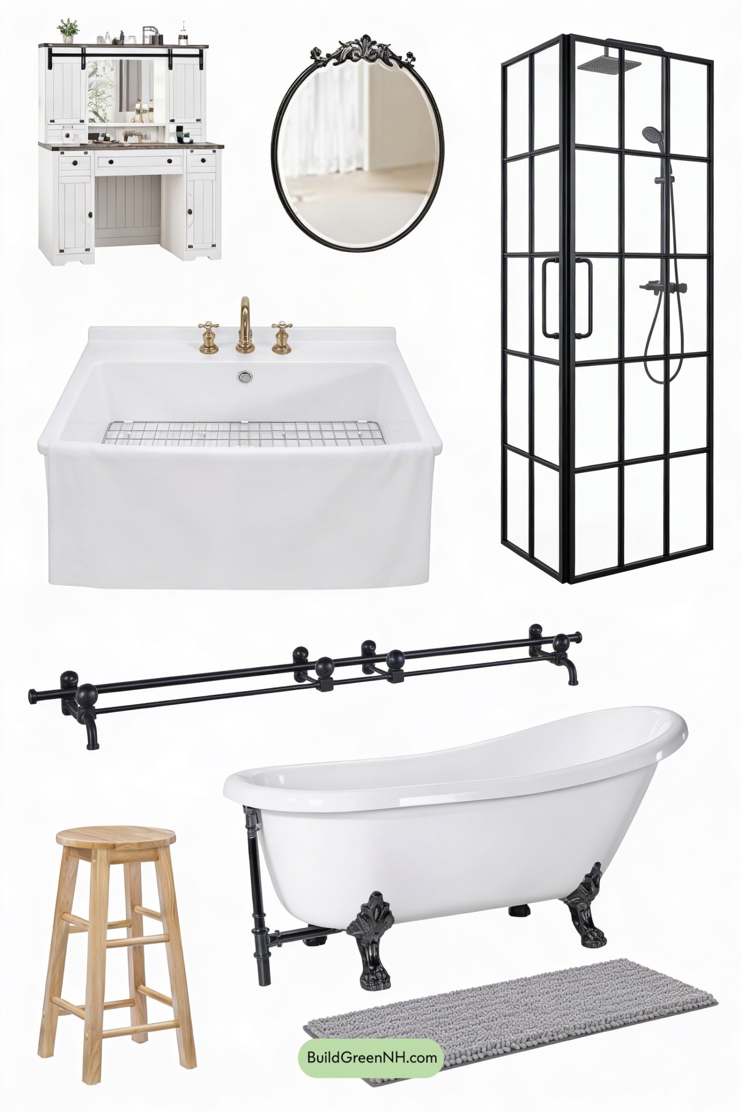 Moodboard for Rustic Scandi Bathroom with Cabin Charm