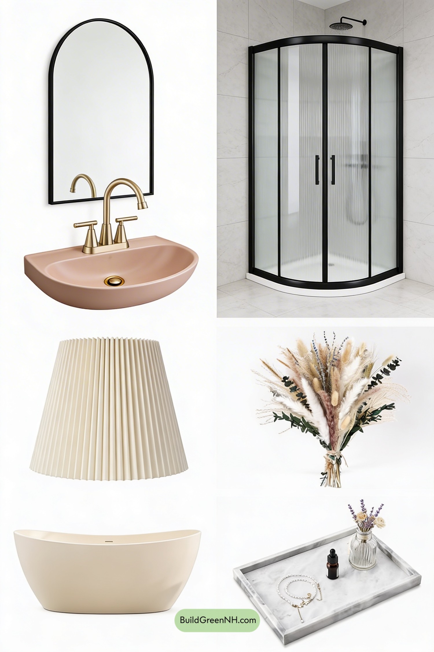 Moodboard for Blush-Stone Scandi Bathroom Retreat