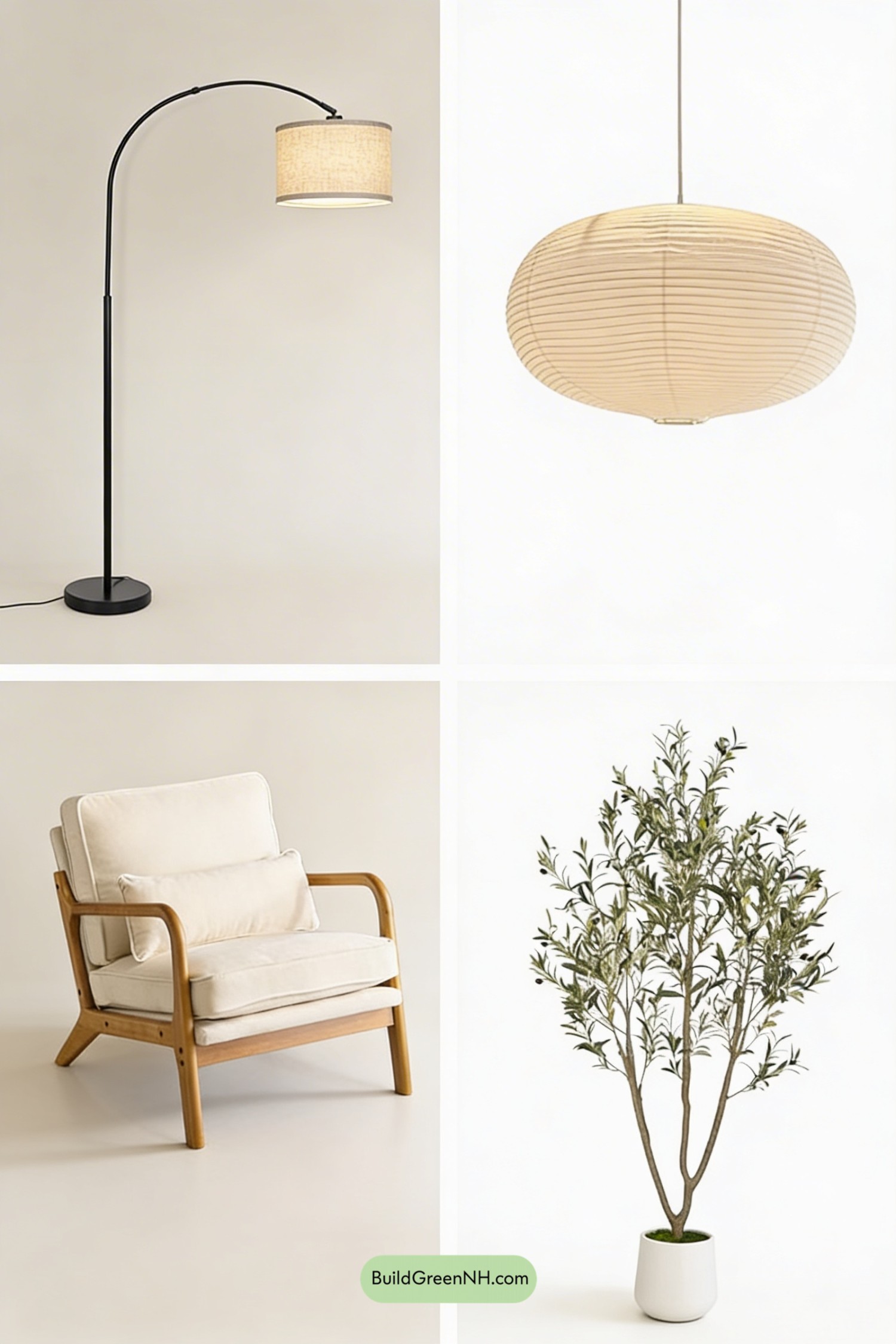 Moodboard for Serene Japandi Fireplace Lounge