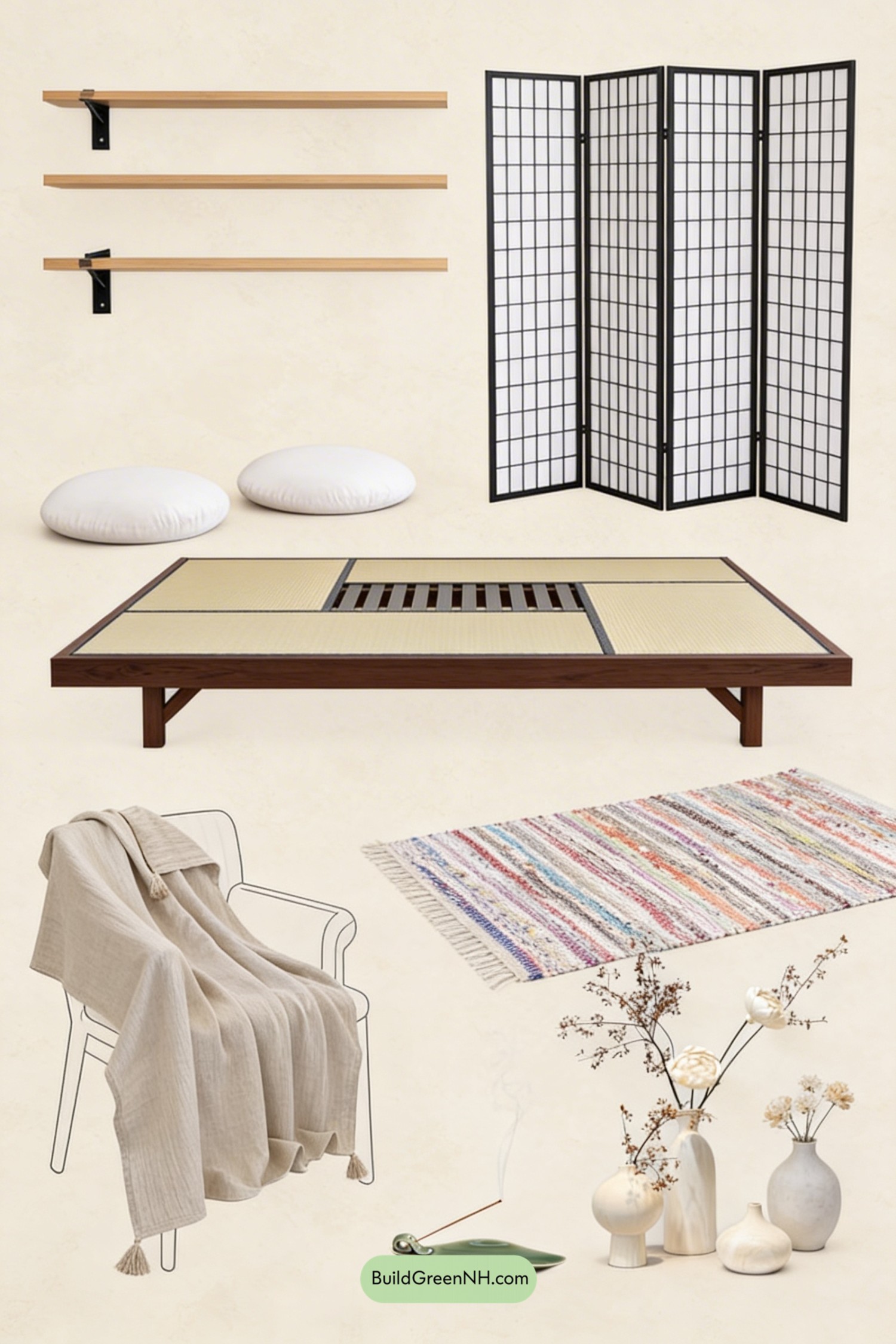 Moodboard for Sunken Japandi Hearth Lounge
