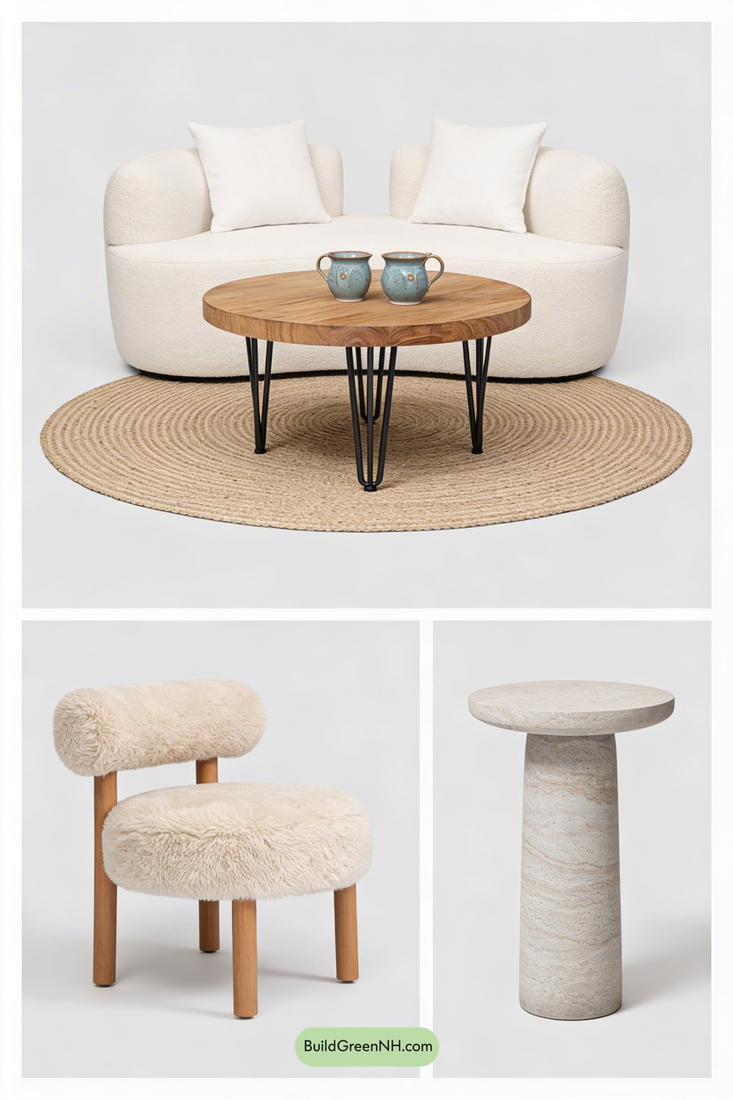 Moodboard for Soft Japandi Fireplace Living Room