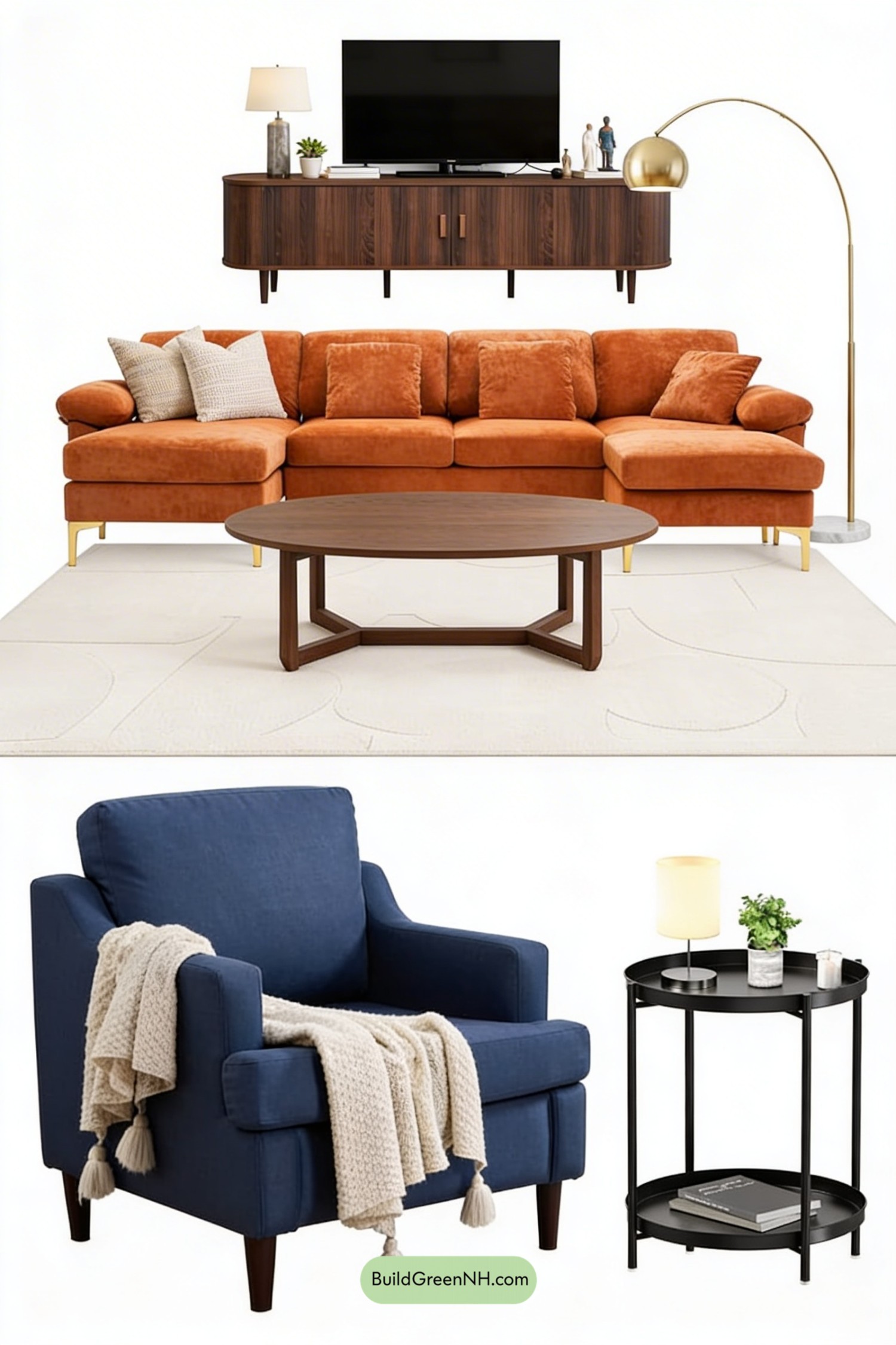 Moodboard for Burnt Orange Couch Steals the Show