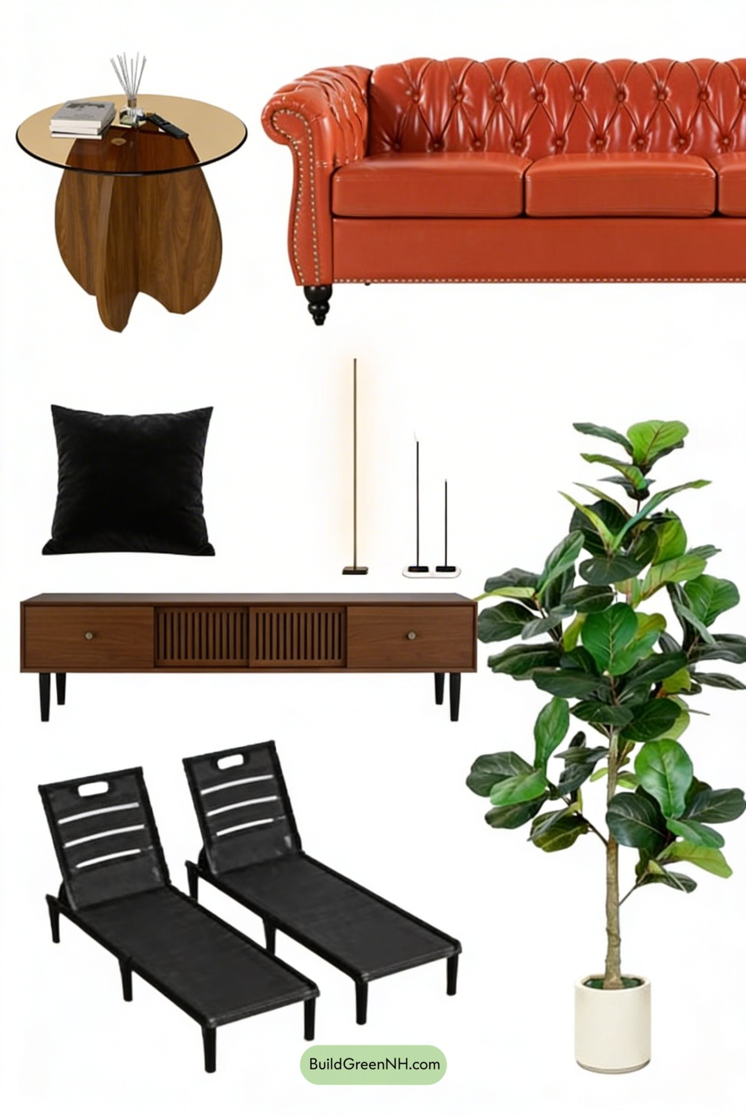 Moodboard for Moody Orange Couch Living Room