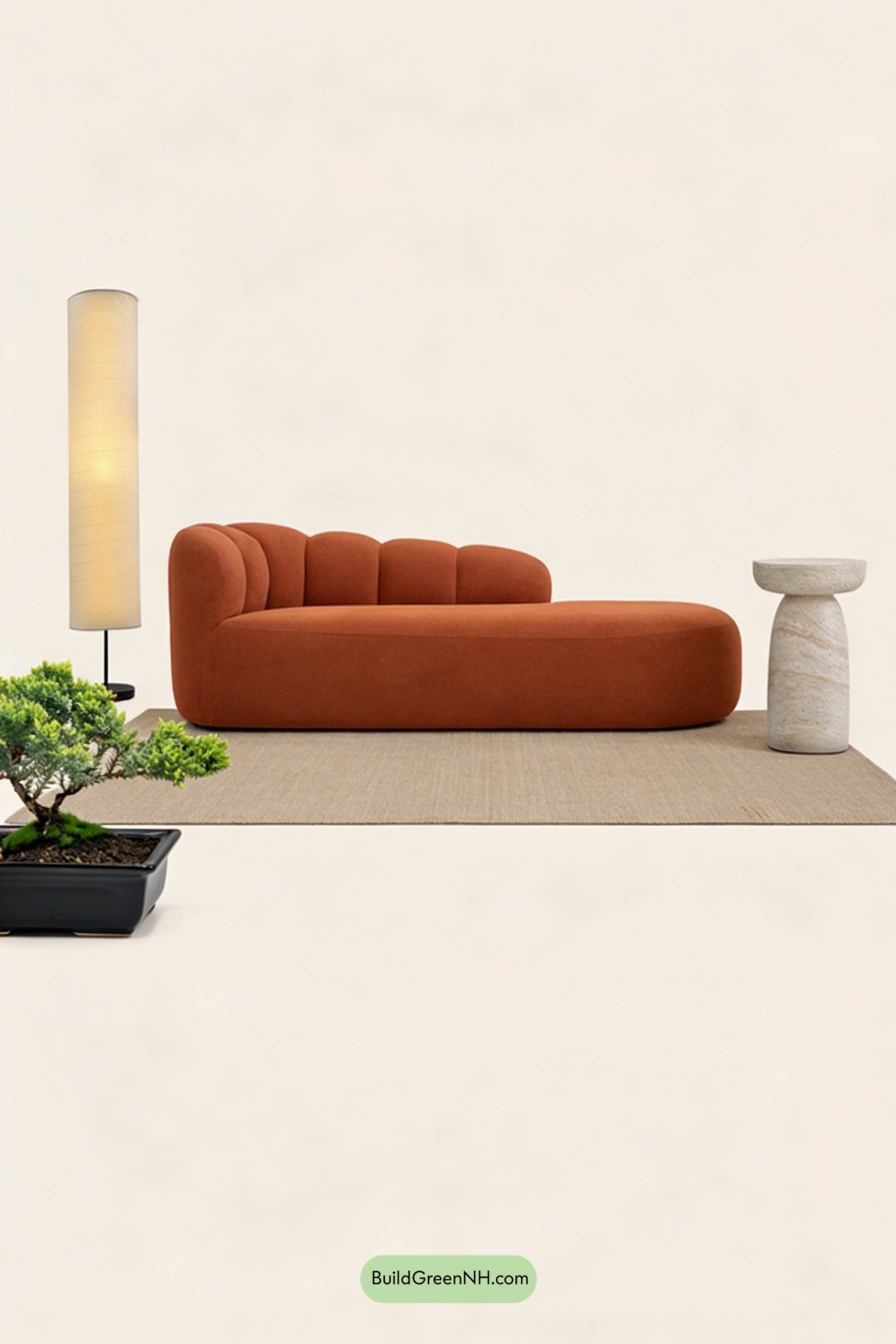 Moodboard for Orange Couch Japandi Makeover