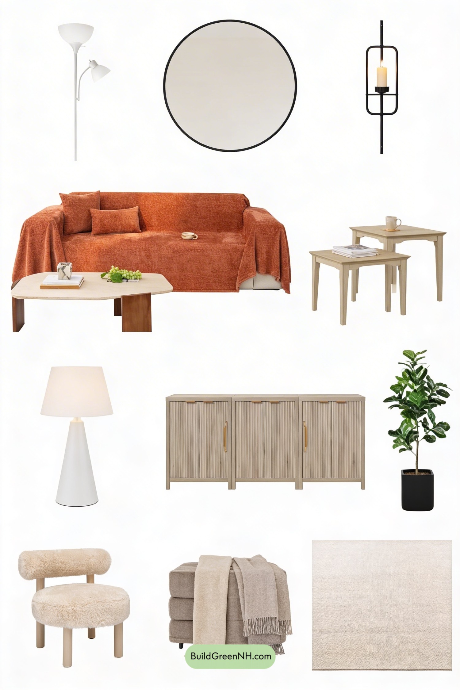 Moodboard for Orange Couch, Scandinavian Glow