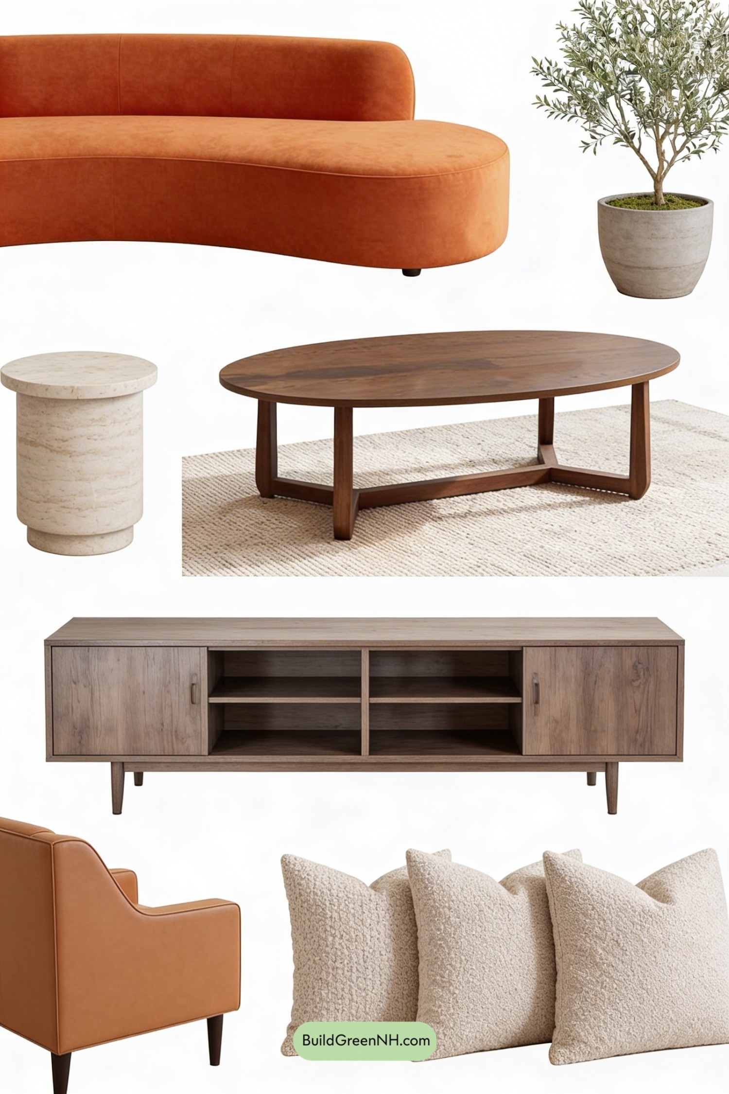 Moodboard for Orange Couch Living Room Makeover