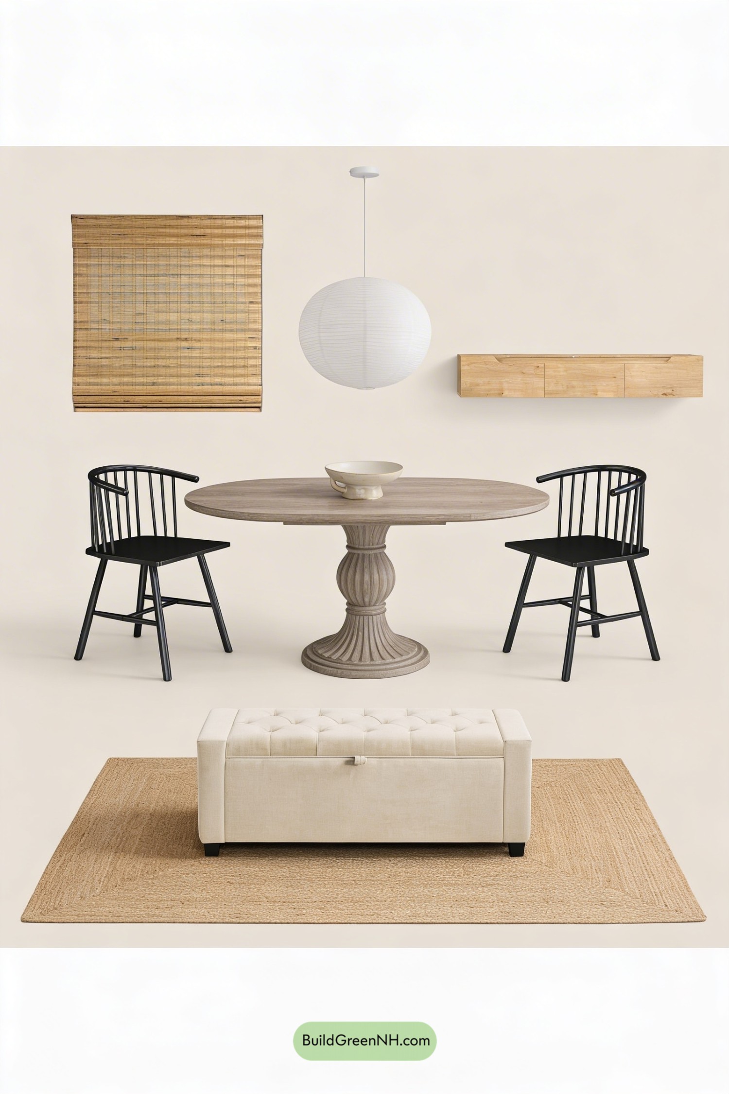 Moodboard for Calm Japandi Dining Room Refresh