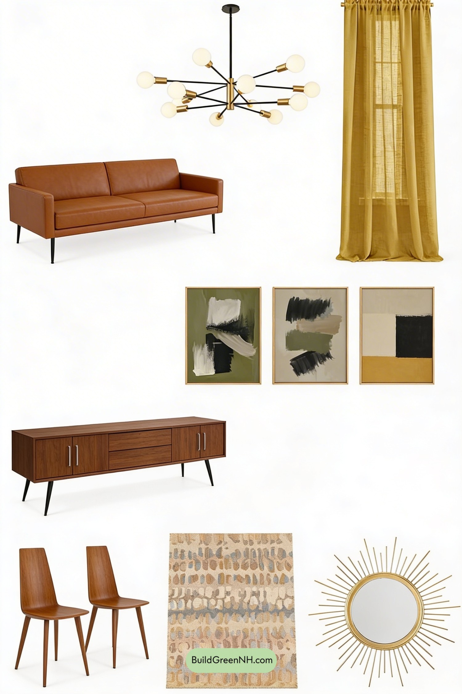 Moodboard for Warm Walnut Mid-Century Dining Refresh