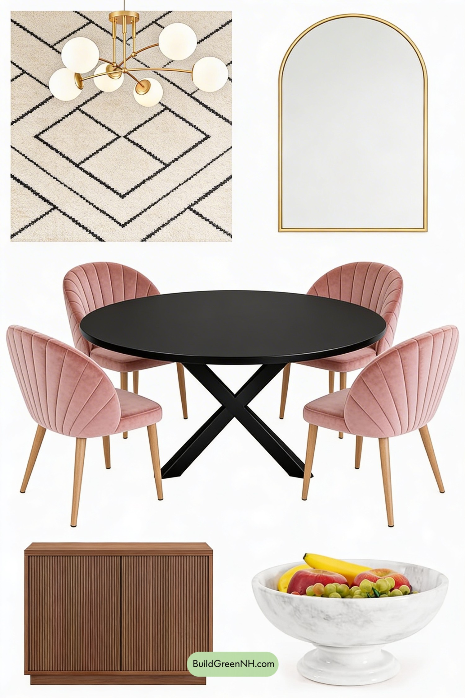 Moodboard for Art Deco Glow for a Small Dining Room