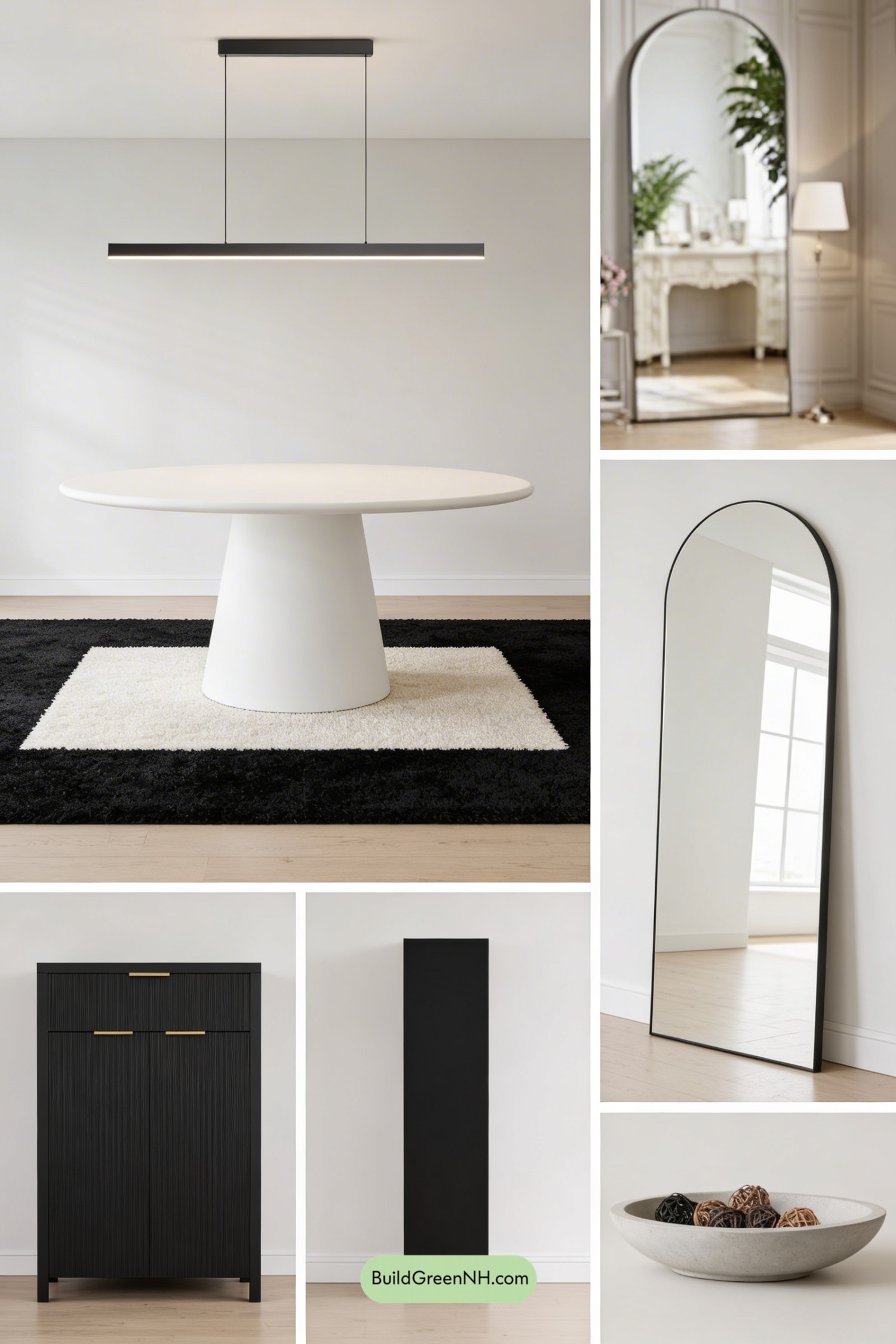 Moodboard for Minimal Monochrome Dining Room Refresh