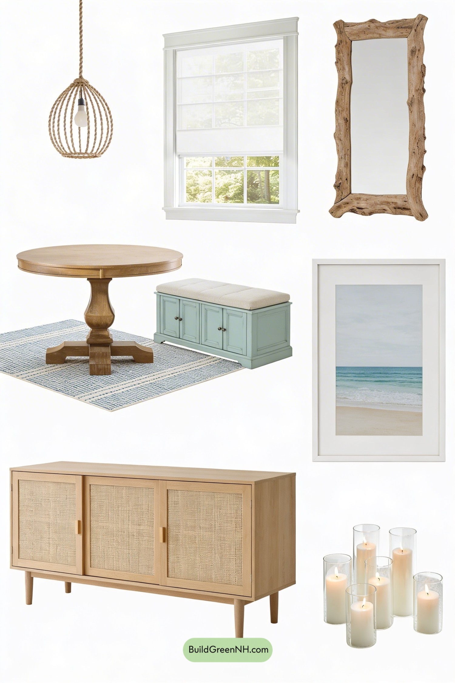 Moodboard for Coastal Calm for a Small Dining Room