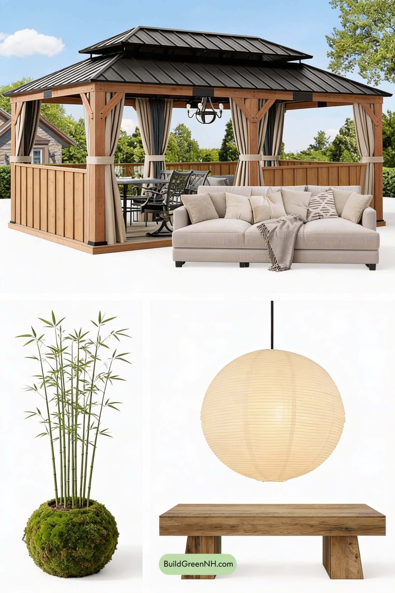 Moodboard for Japandi Gazebo Retreat by the Plunge Pool