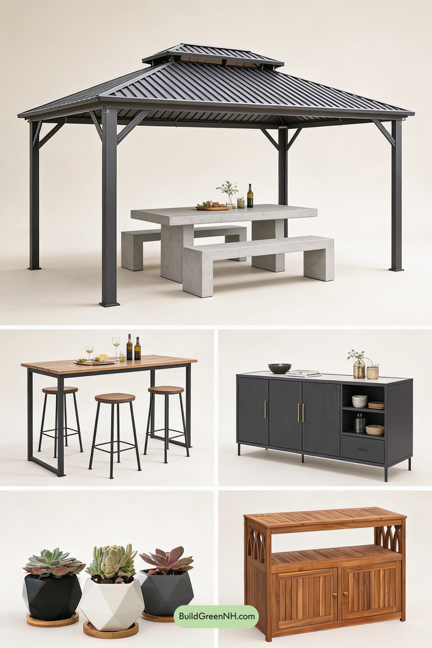 Moodboard for Graphite Gazebo Rooftop Retreat