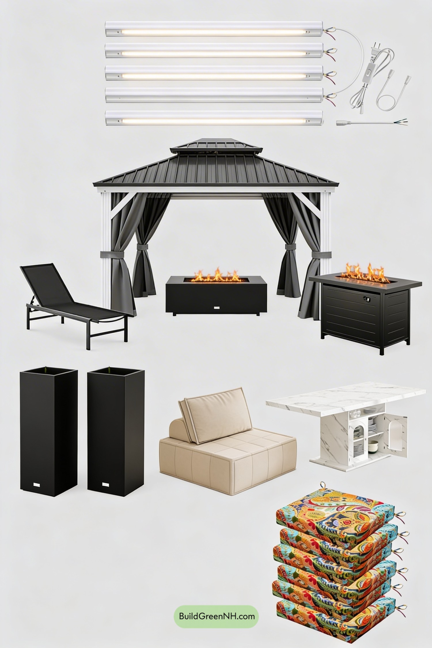 Moodboard for Crisp Gazebo with Layered Living Zones