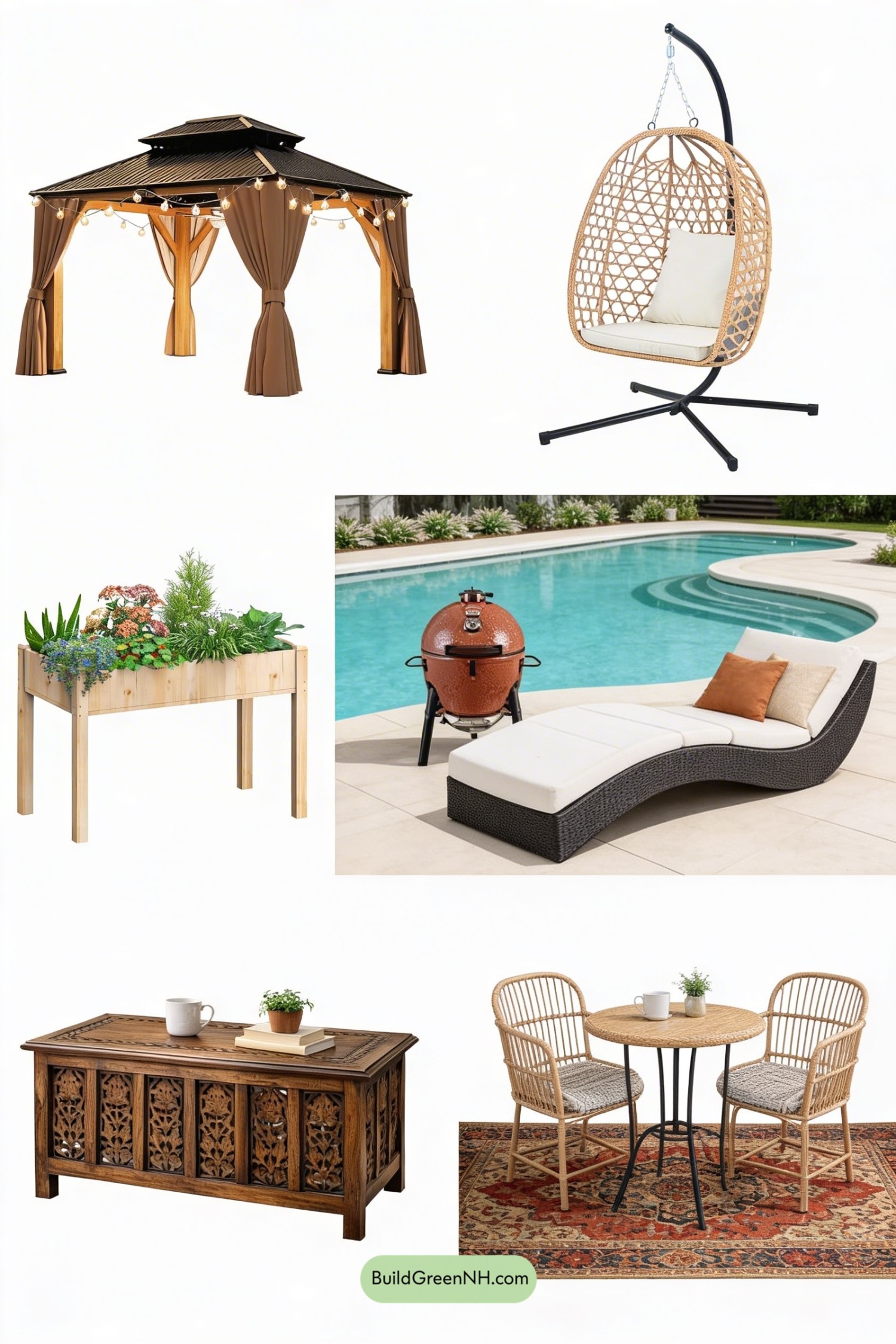 Moodboard for Boho Gazebo Poolside Living Zone