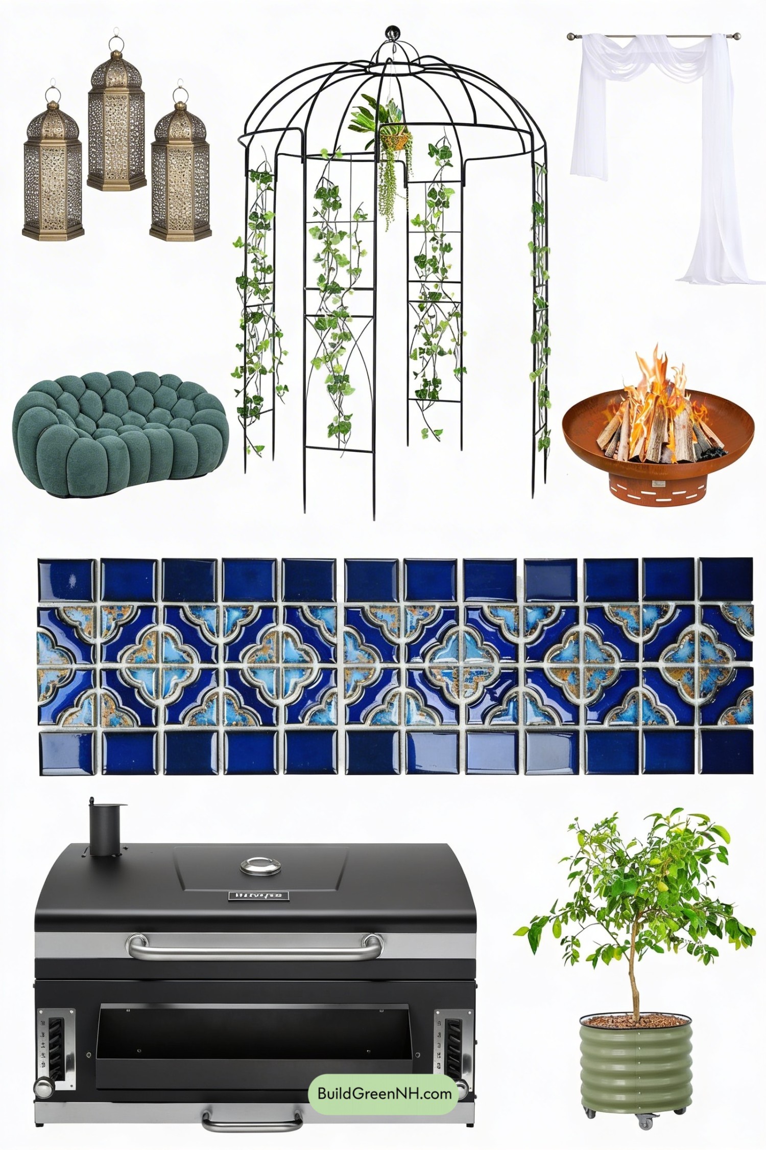 Moodboard for Moroccan Poolside Gazebo Retreat