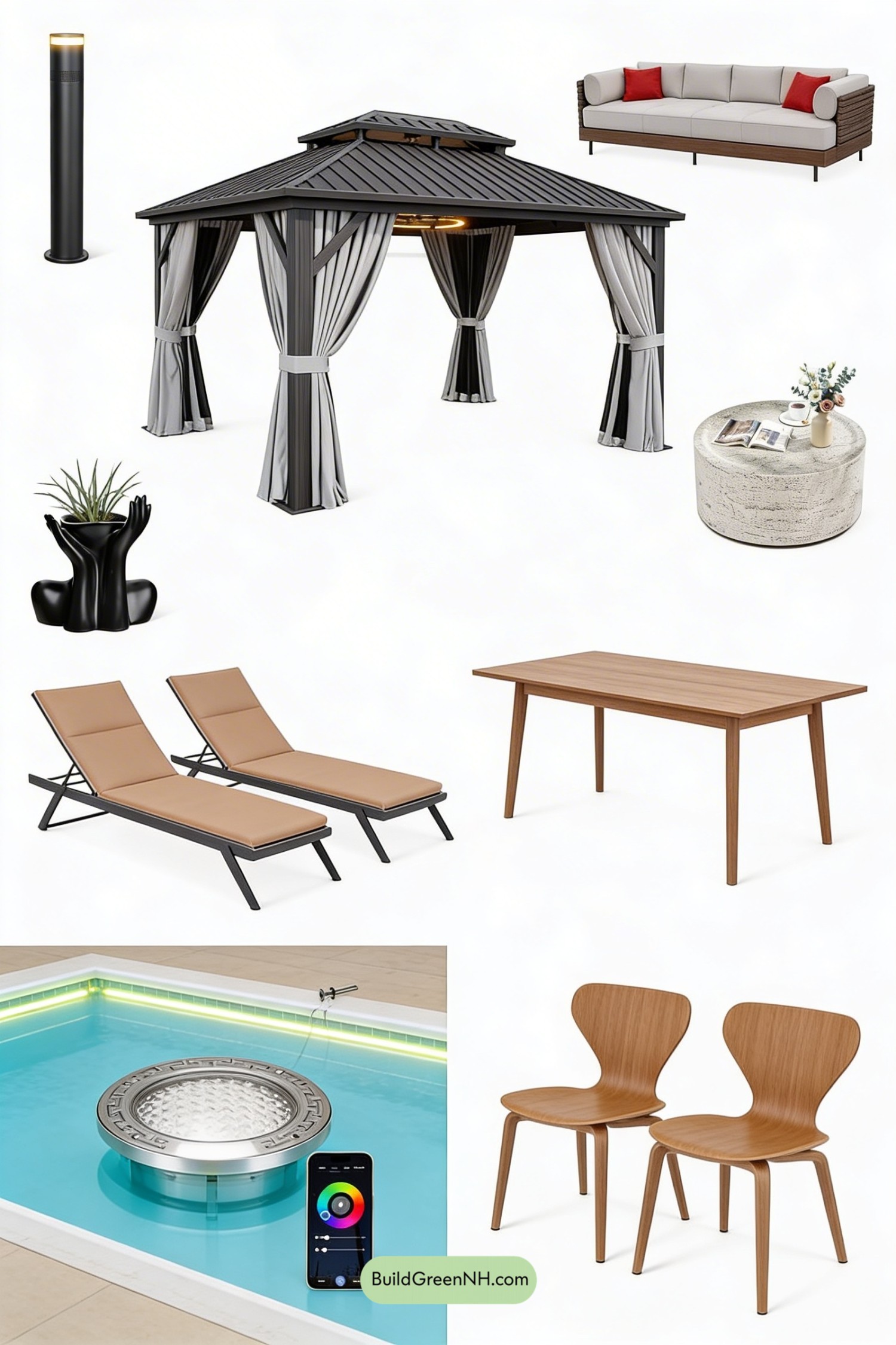 Moodboard for Angular Gazebo Living Zones