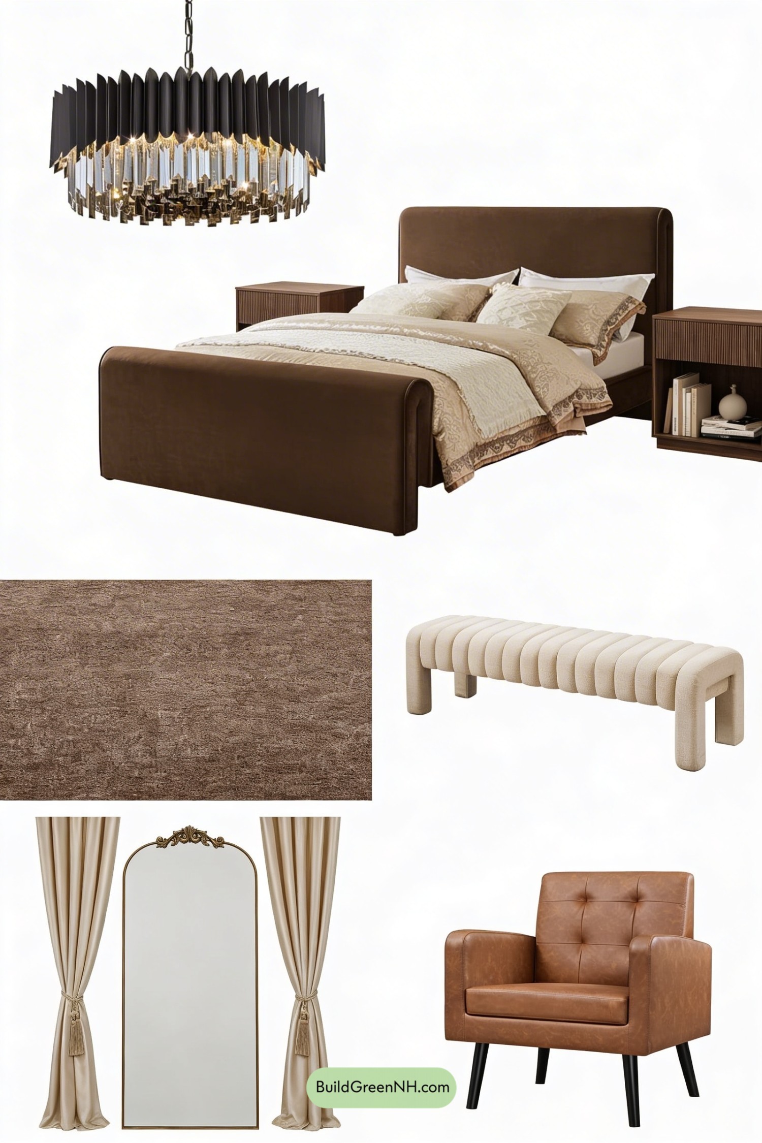 Moodboard for Caramel Art Deco Bedroom Glow