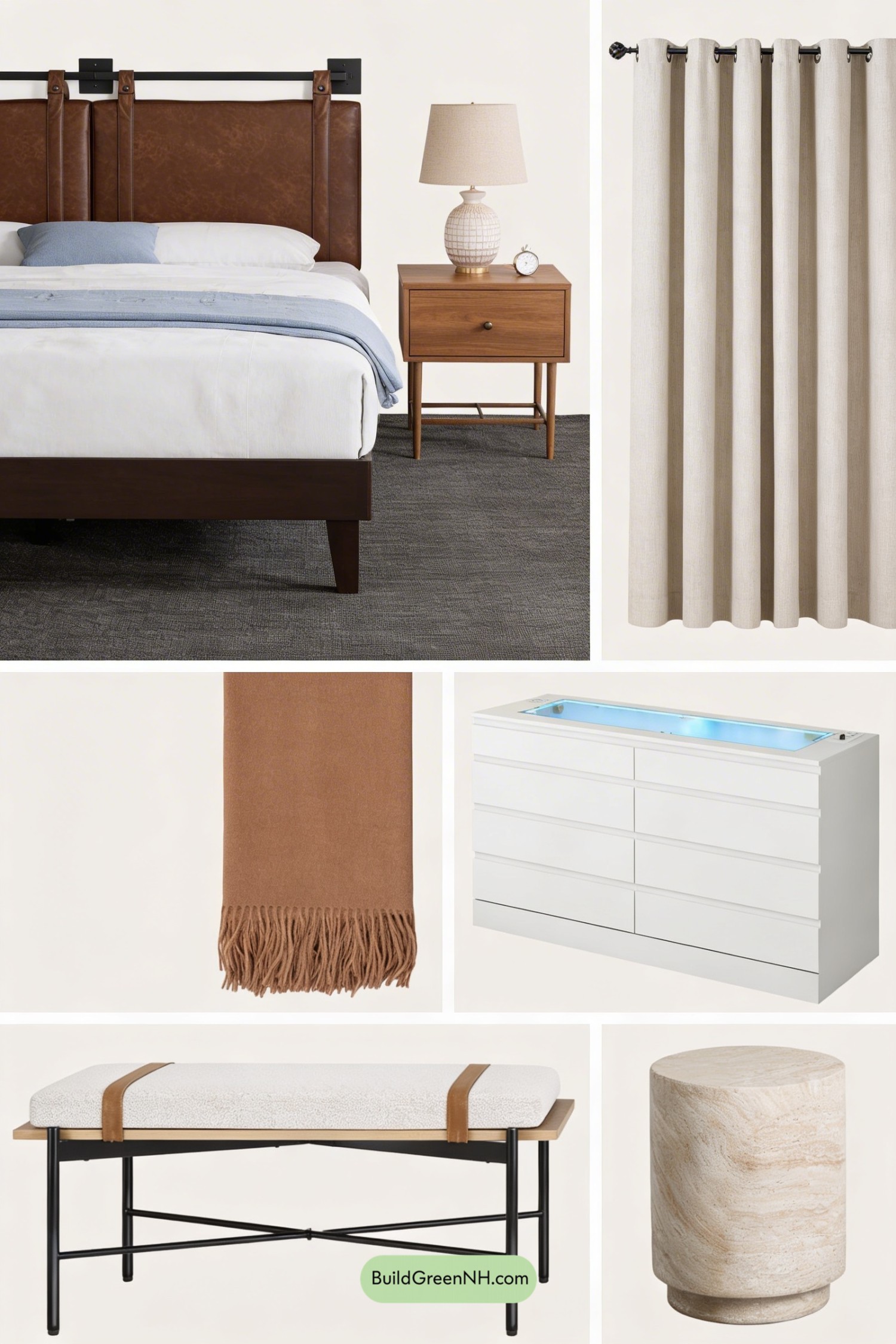 Moodboard for Moody Warm Master Bedroom Retreat