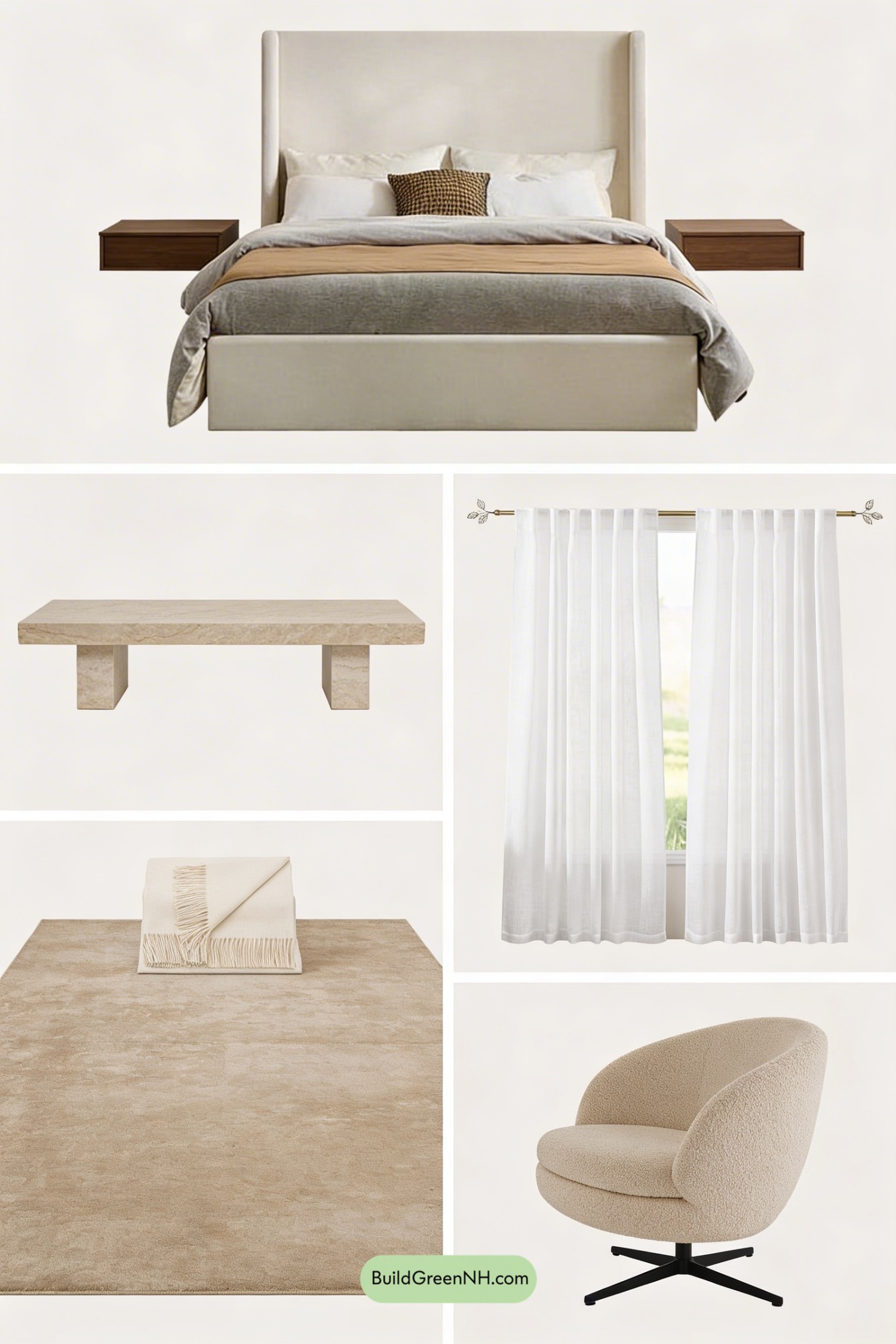 Moodboard for Warm Organic Contemporary Master Suite