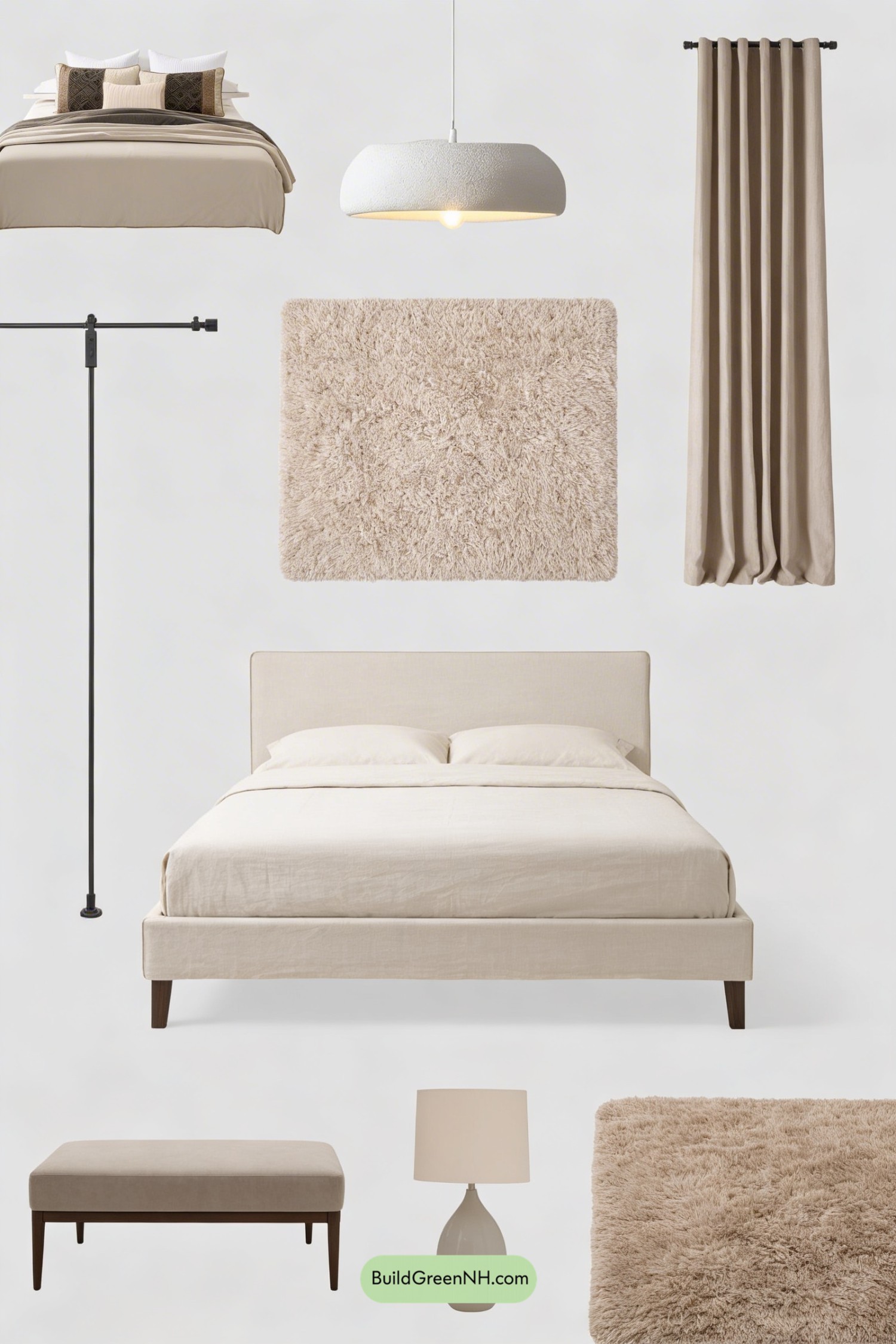 Moodboard for Golden-Hour Minimalist Master Bedroom