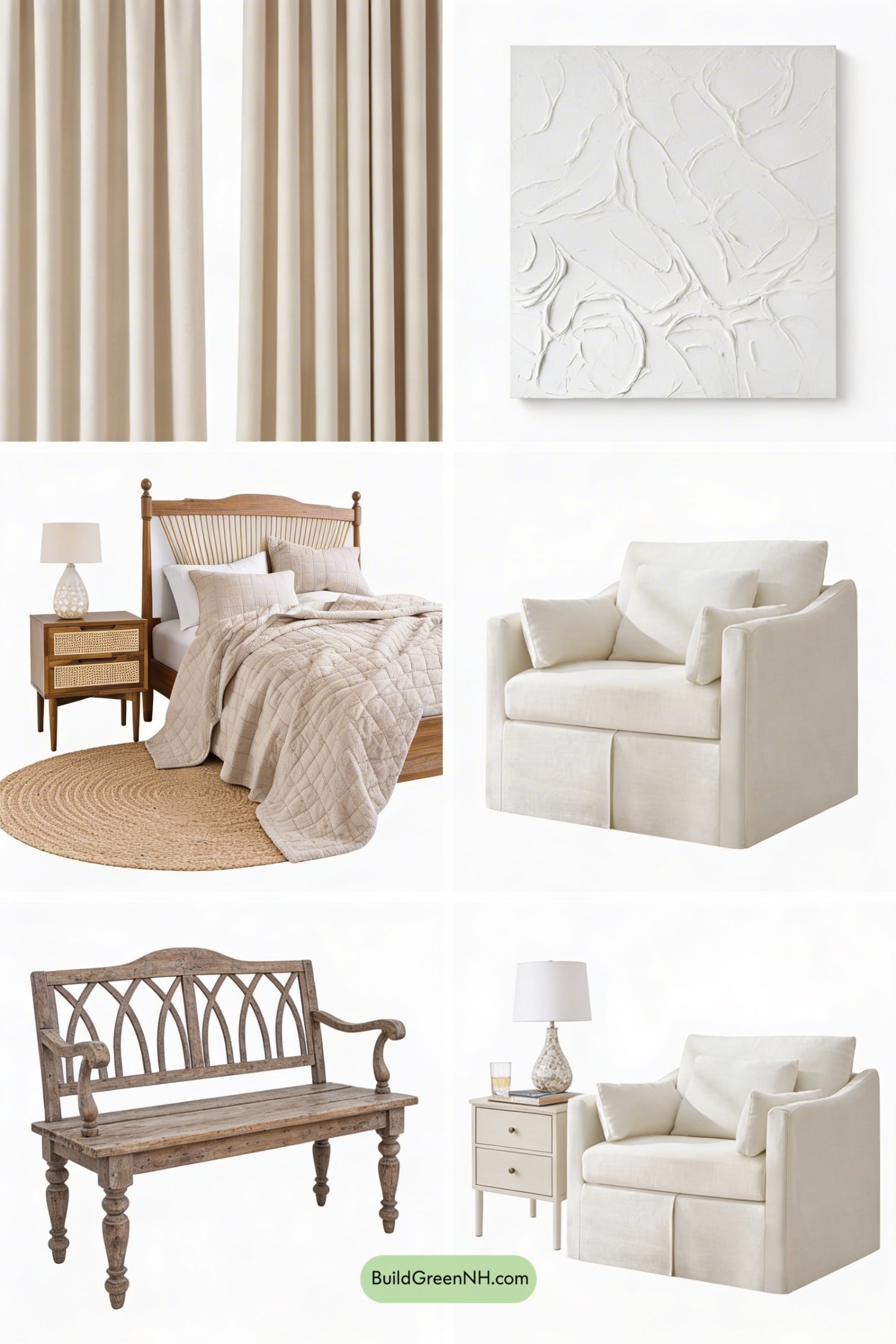 Moodboard for Warm Coastal Master Bedroom Retreat