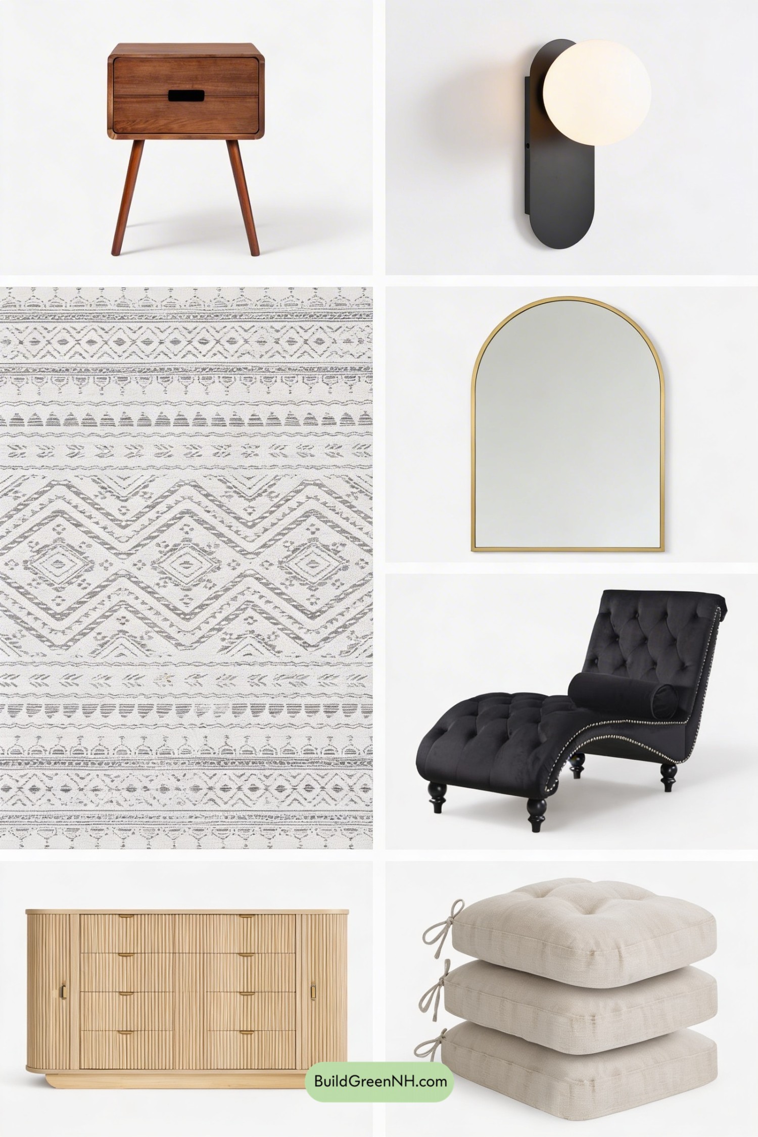 Moodboard for Vintage-Modern Warm Master Retreat