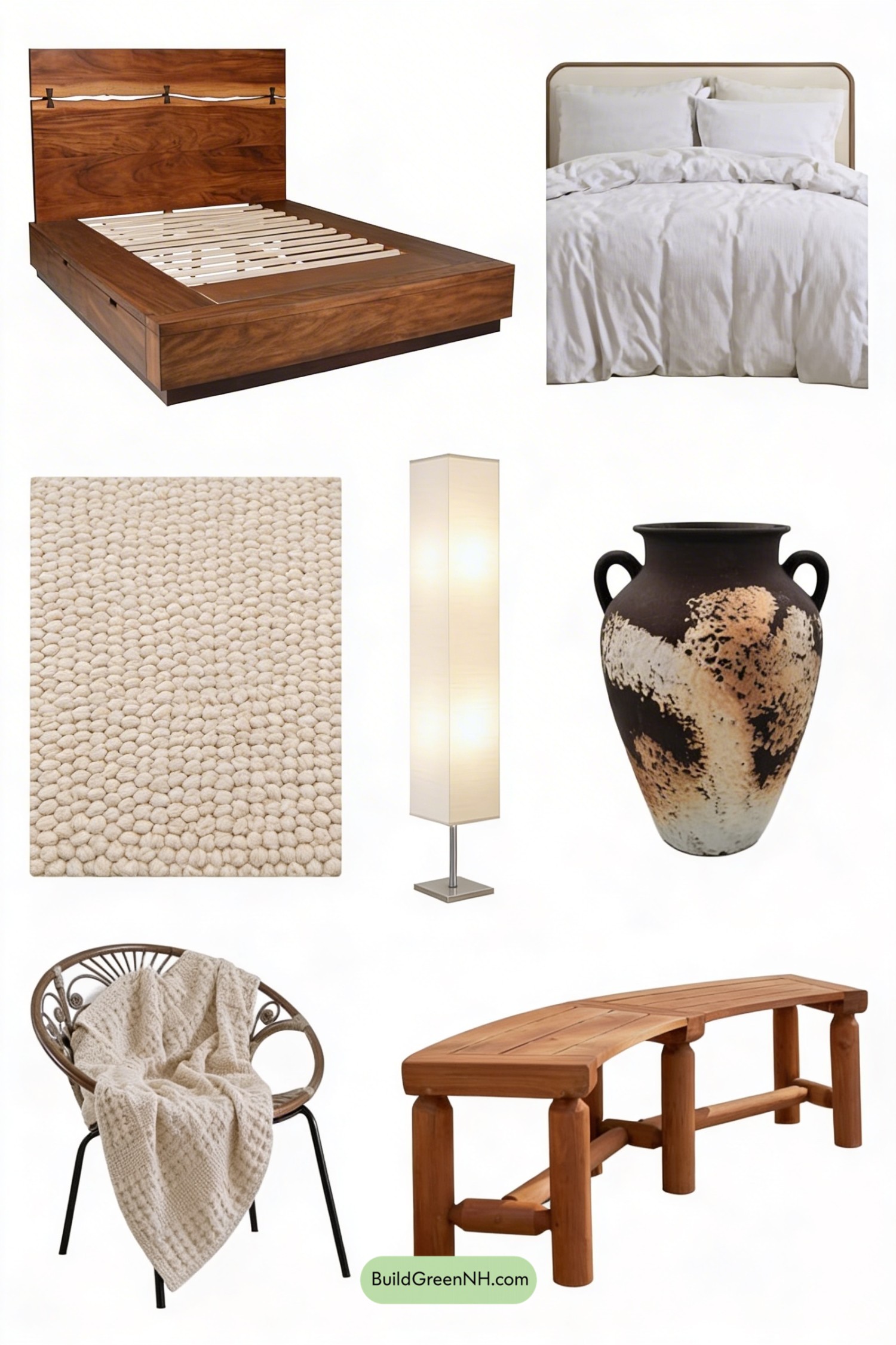 Moodboard for Warm Wabi-Sabi Master Bedroom Retreat