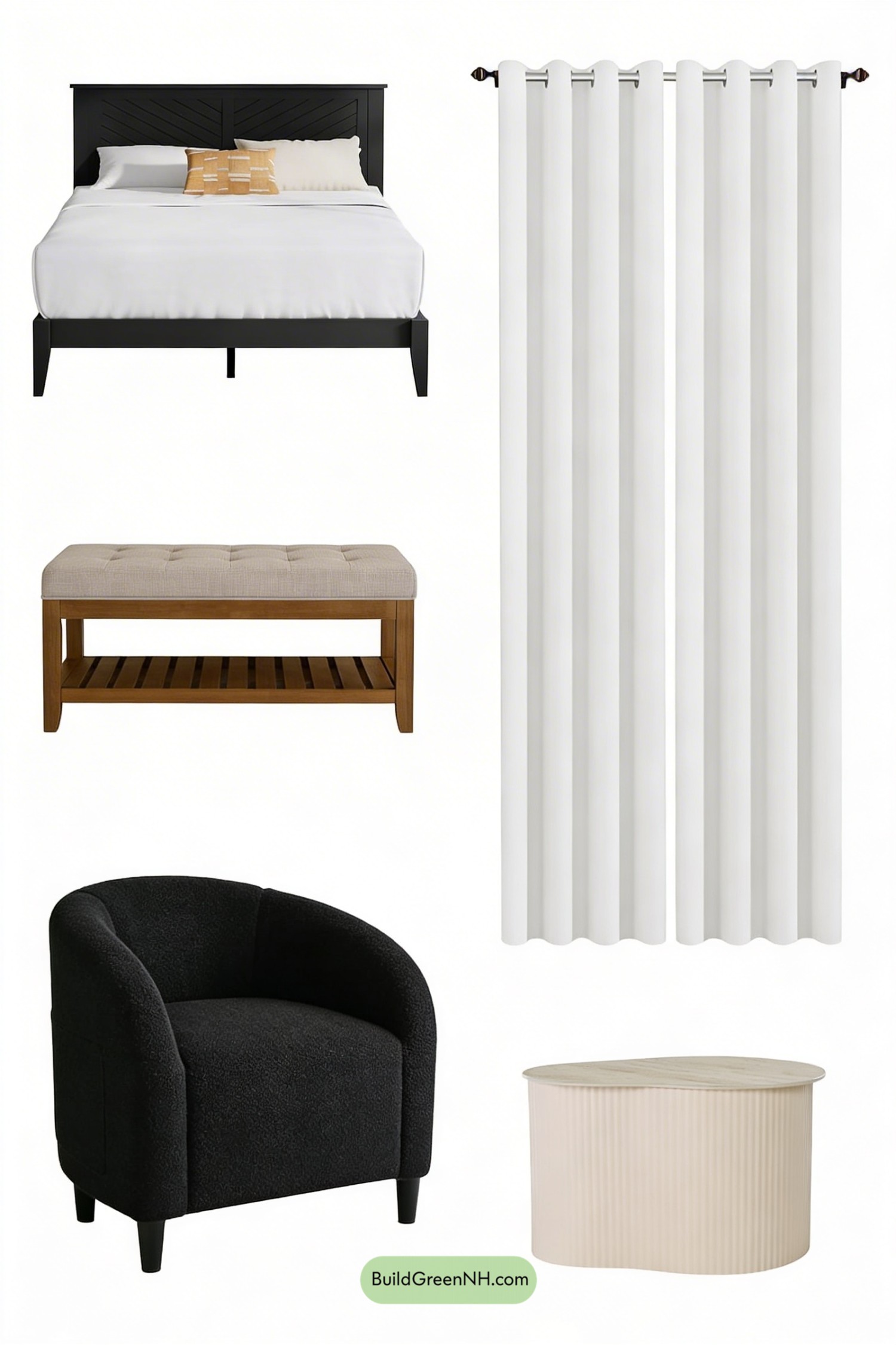 Moodboard for Soft Black Modern Master Retreat