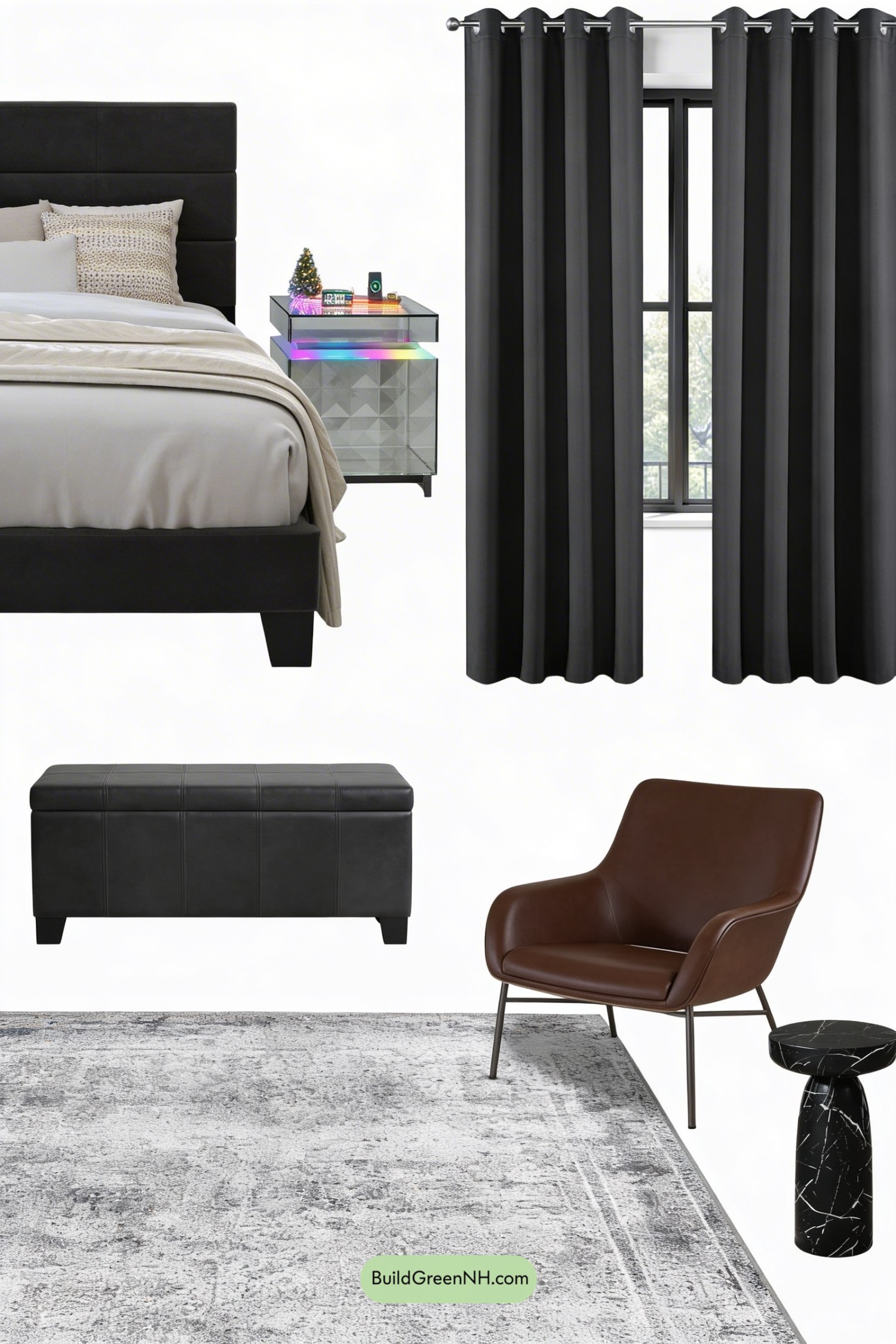 Moodboard for Charcoal Master Bedroom Retreat
