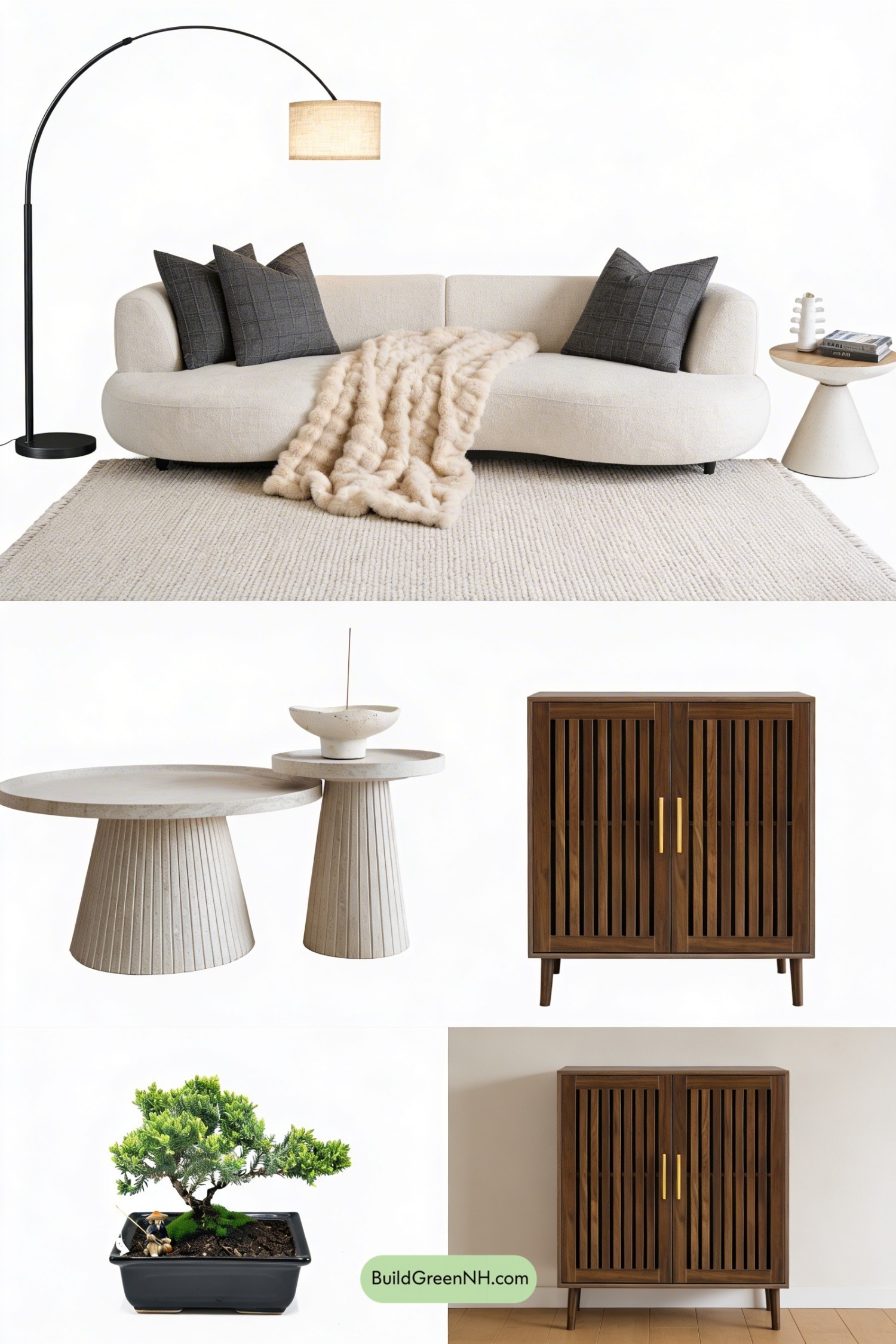 Moodboard for Monochrome Zen Living Room Refresh