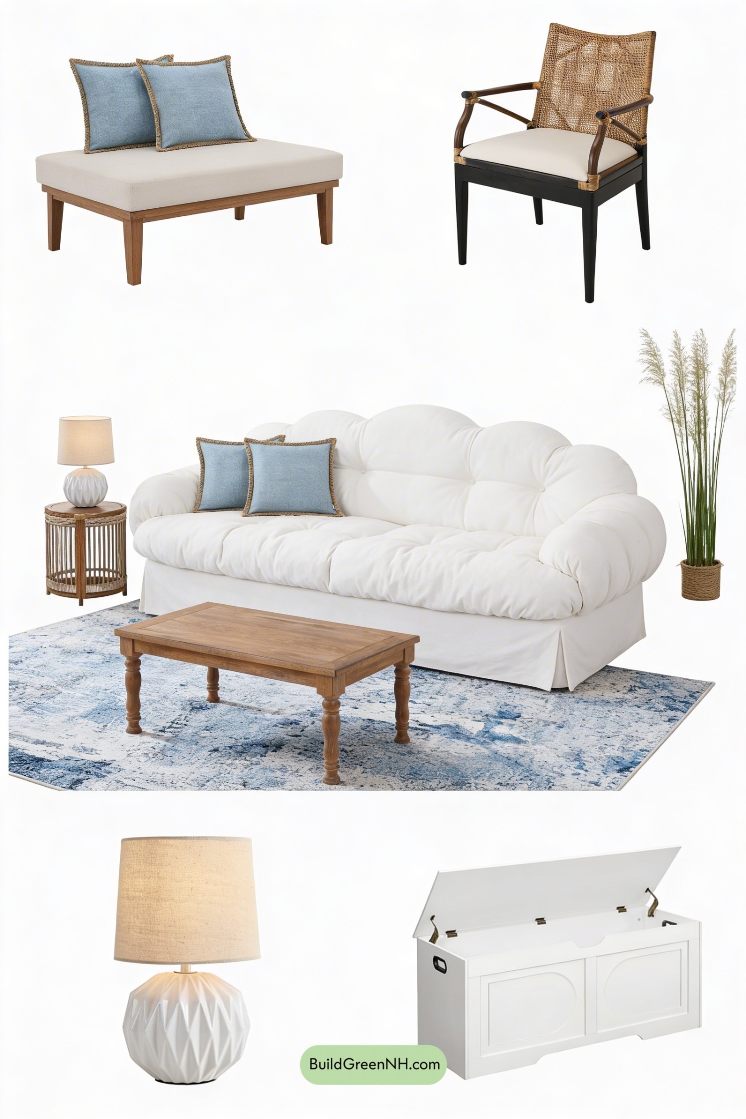 Moodboard for Light Lakehouse Living Room Refresh
