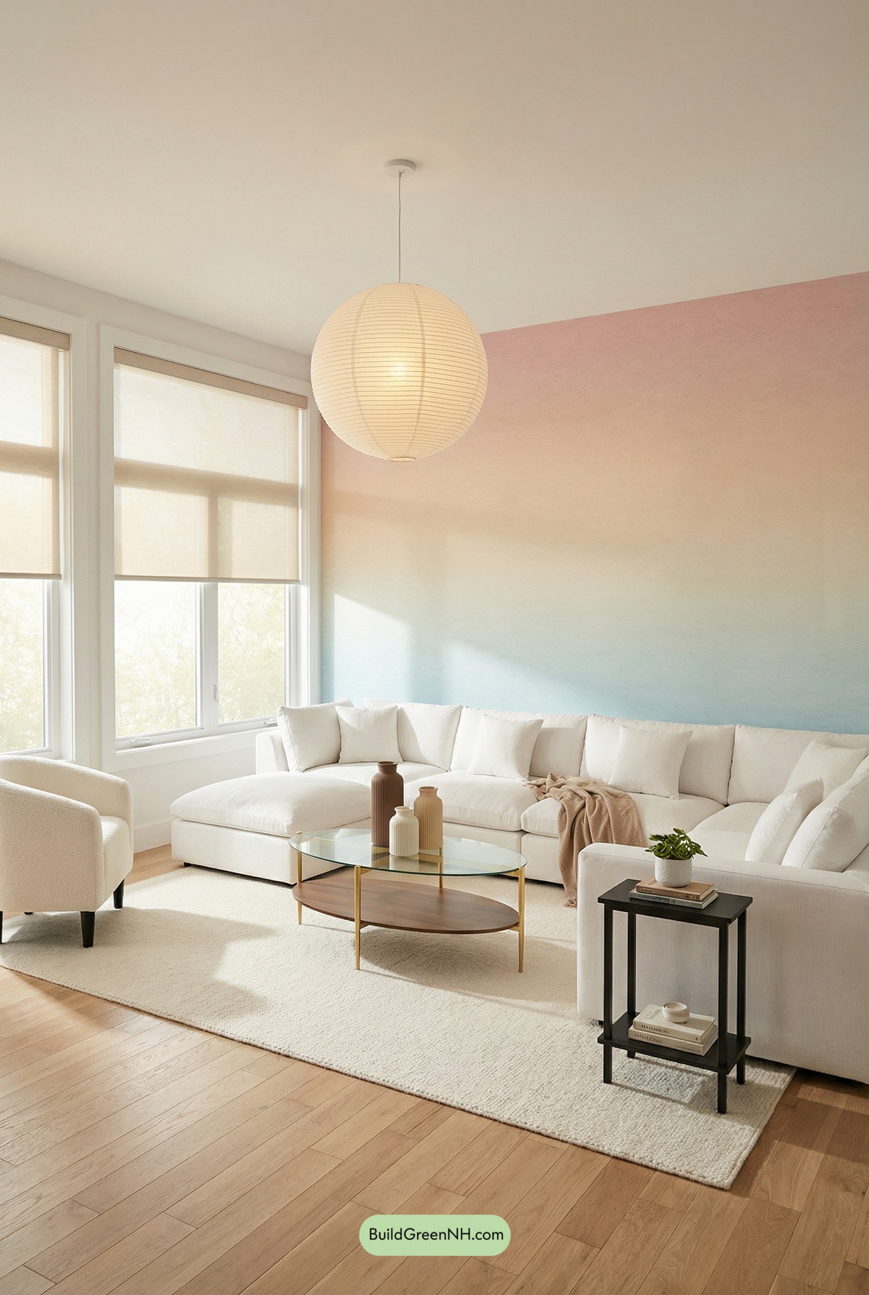 Ombre Mural, Instant Exhale Living Room