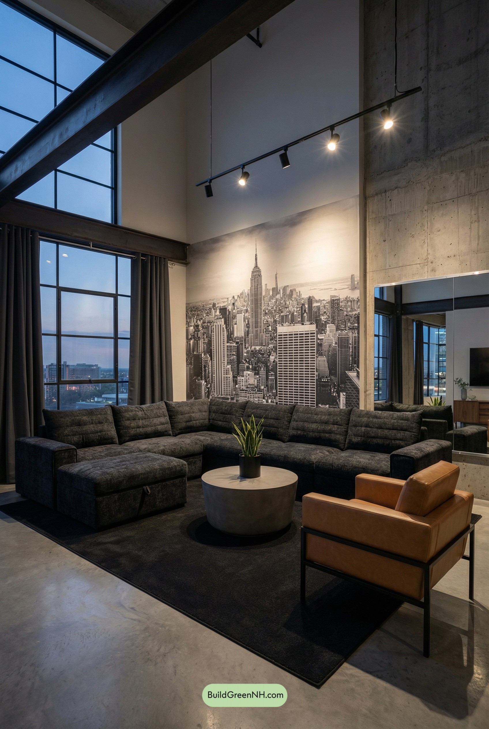 Skyline Mural Loft Living Room