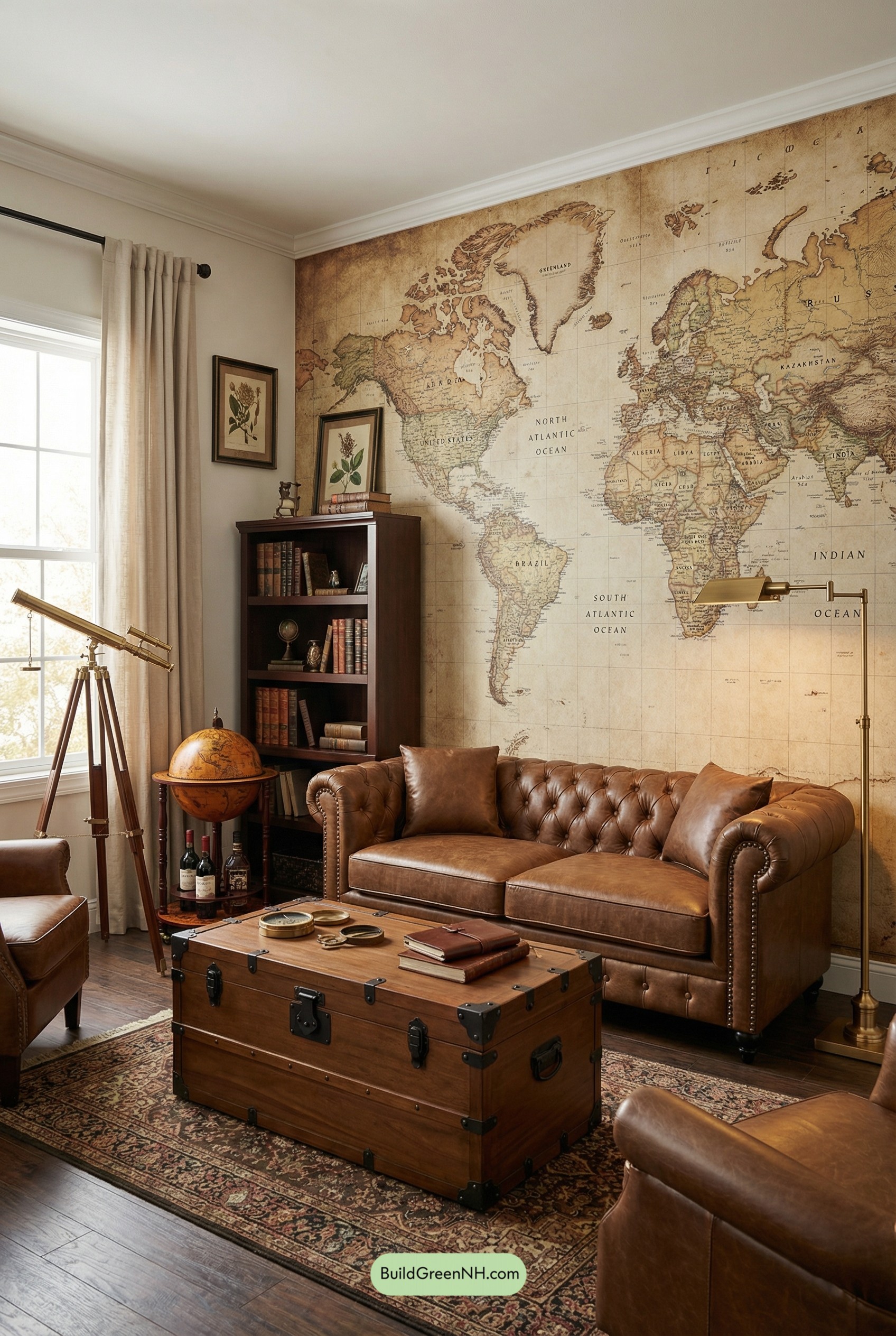 Explorer Lounge With World Map Mural