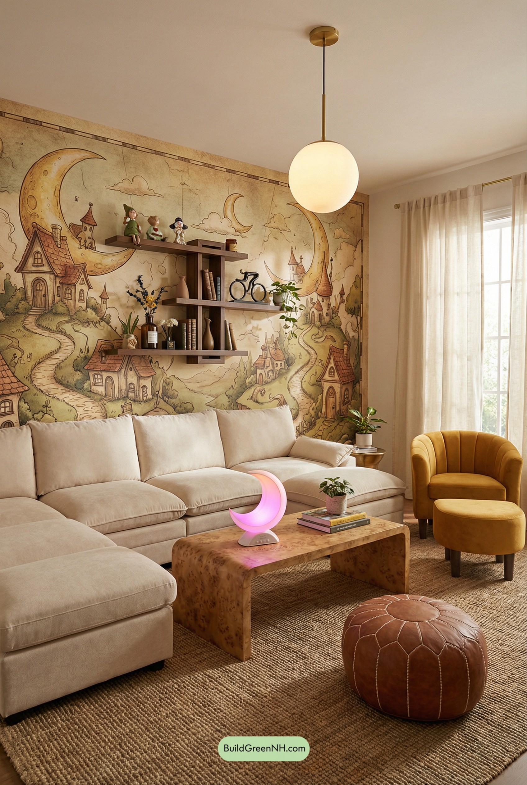 Storybook Mural, Grown-Up Cozy Lounge