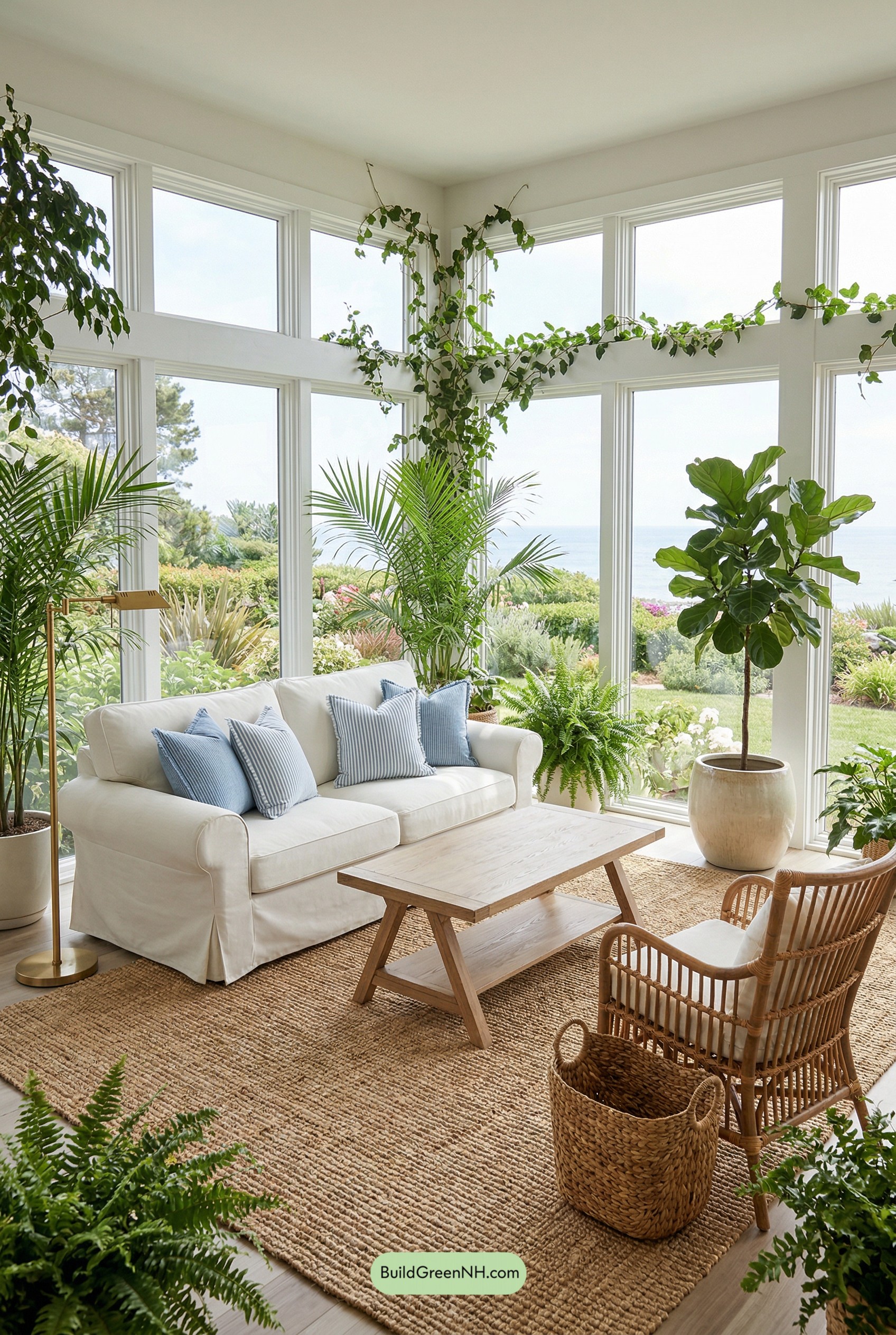 Coastal Sunroom, Wrapped in Greenery