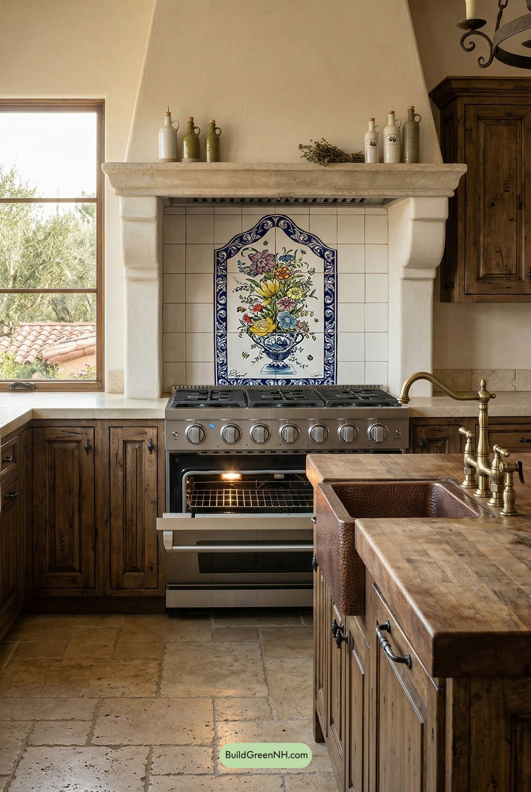 Plaster Hood with Tile-Mural Drama