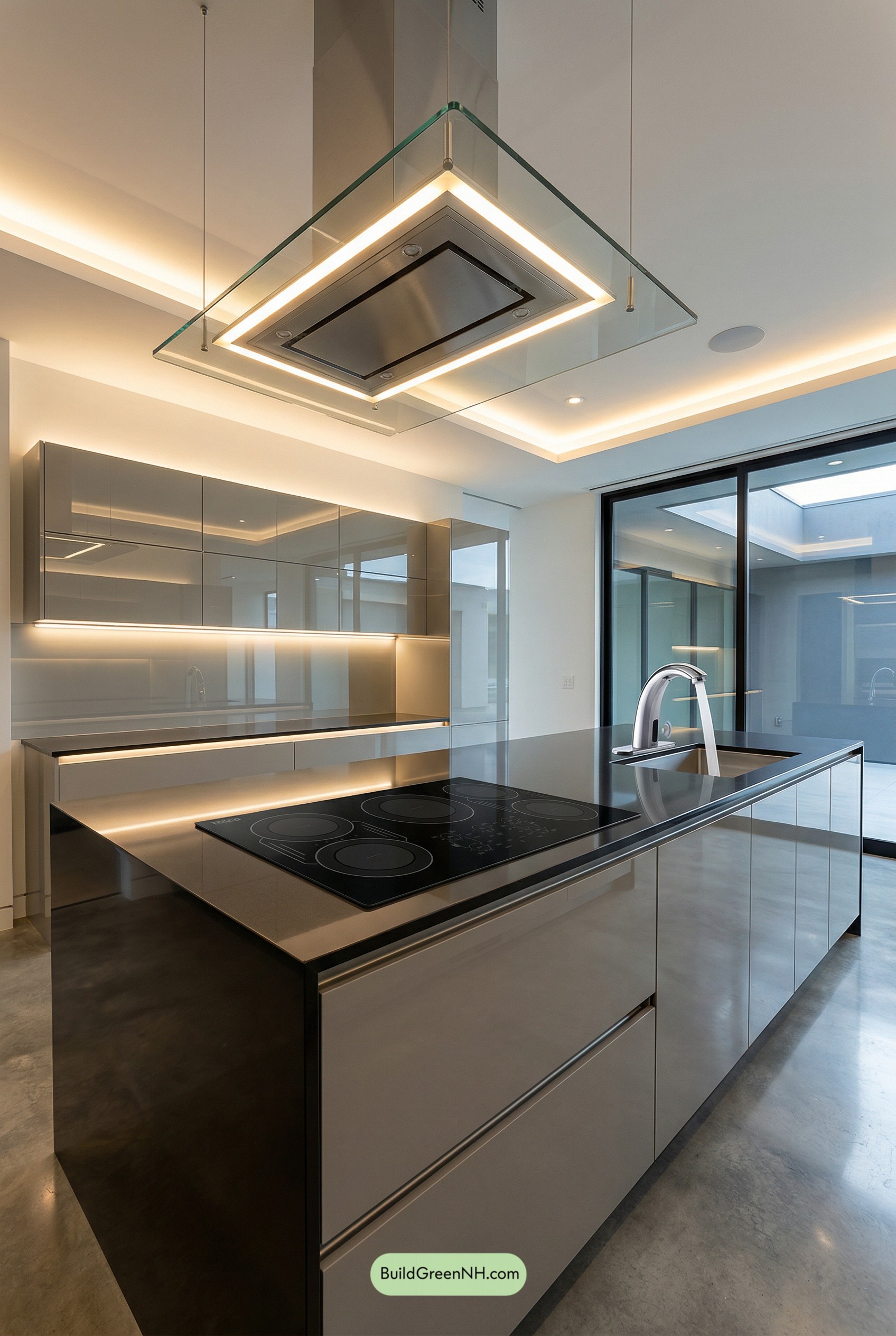 Floating Glass Canopy Hood Glow