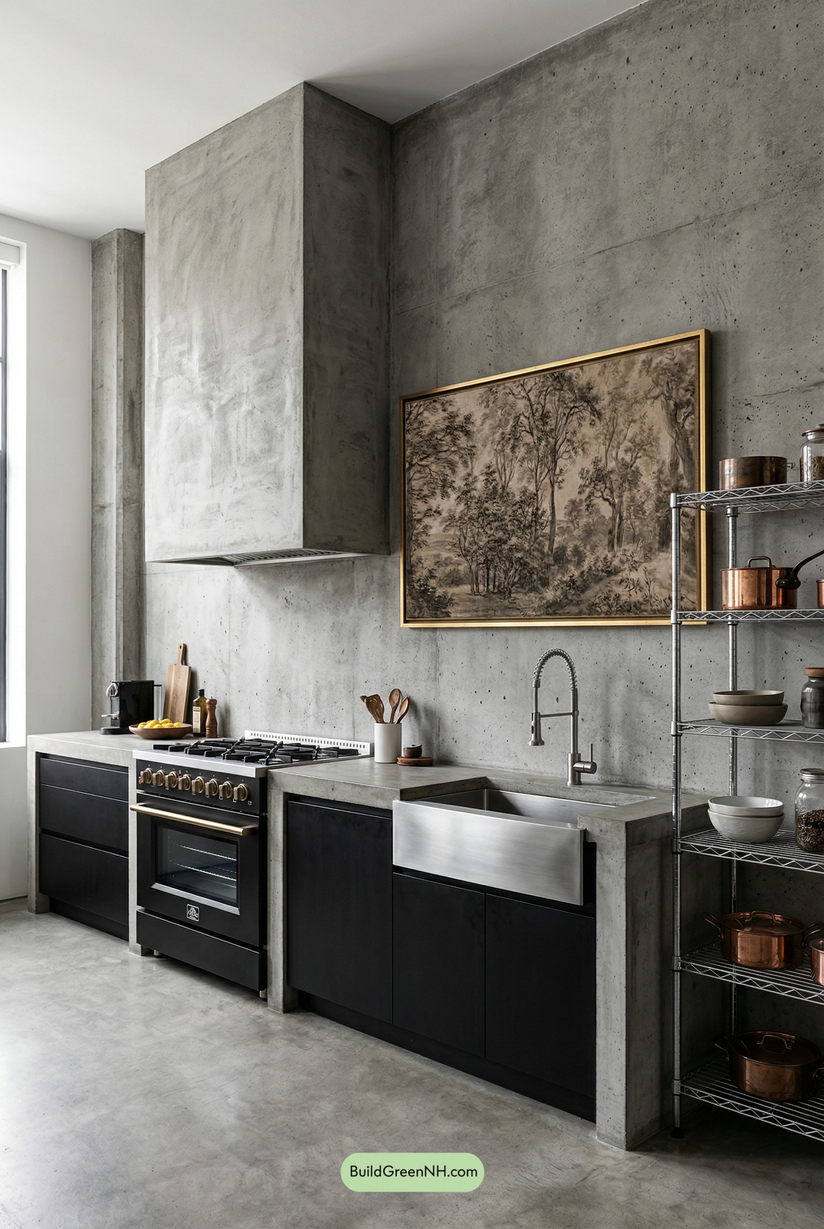 Sculpted Concrete Hood, Loft-Level Cool