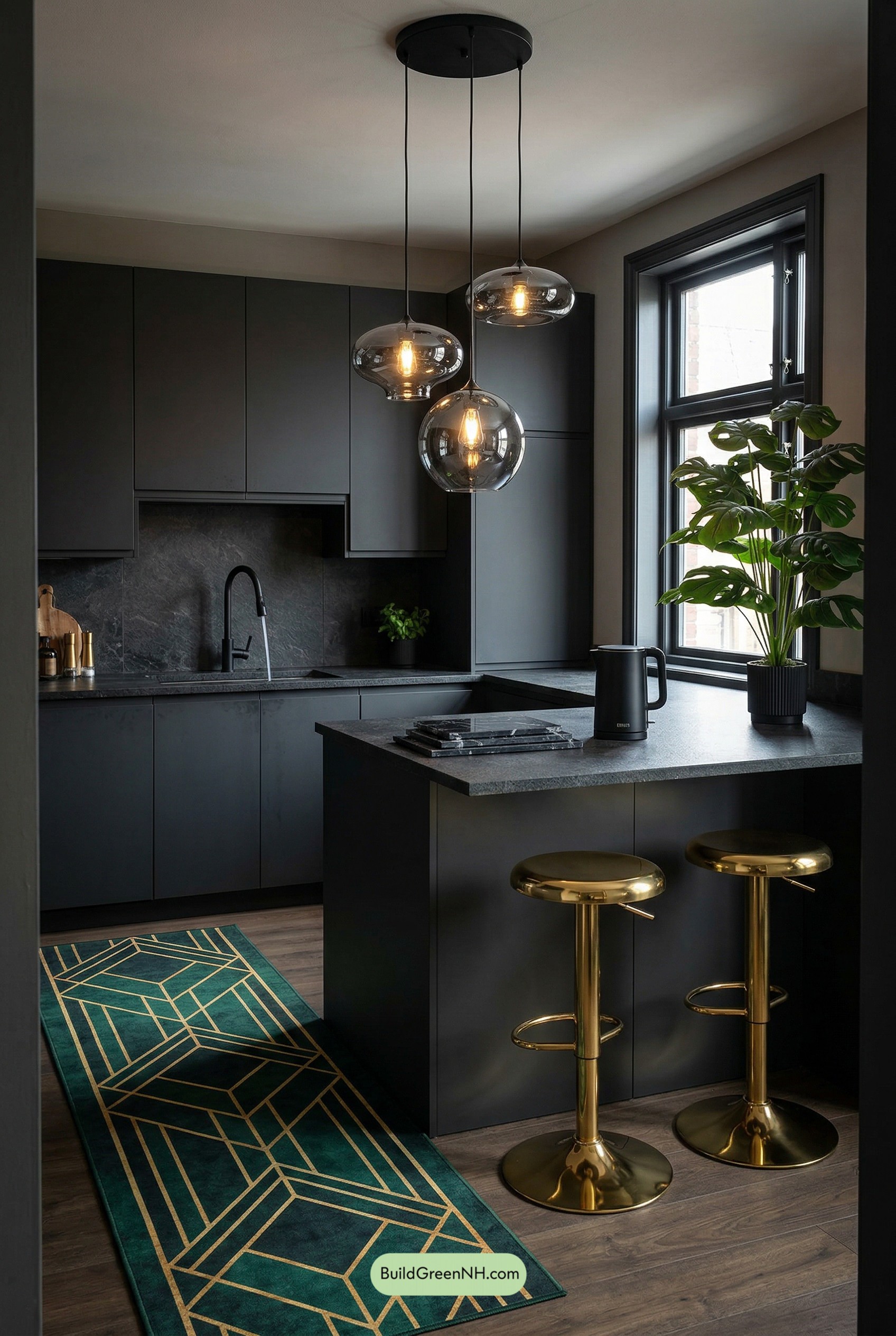 Art-Deco Runner in a Moody Kitchen