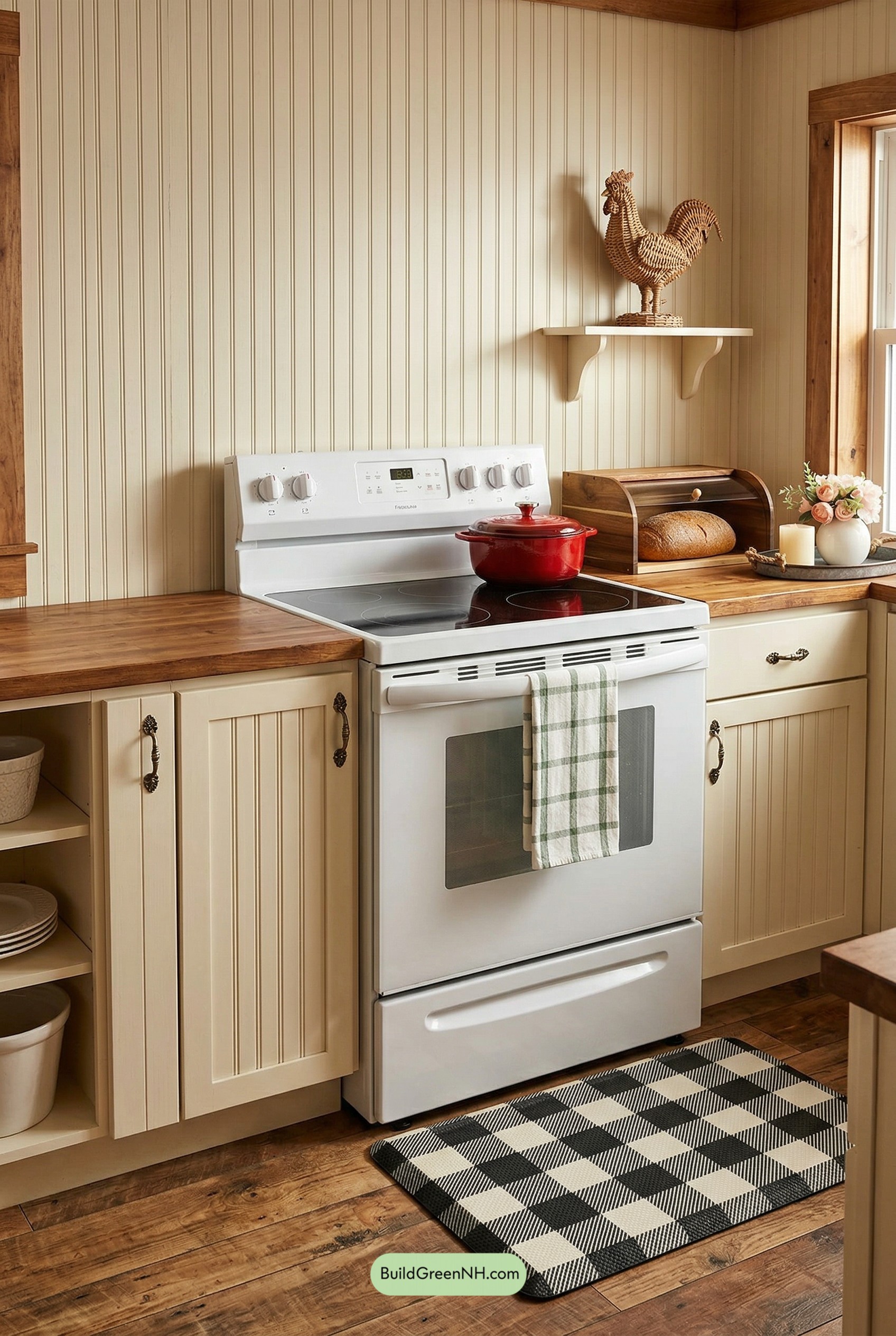 Buffalo-Check Comfort in a Beadboard Kitchen
