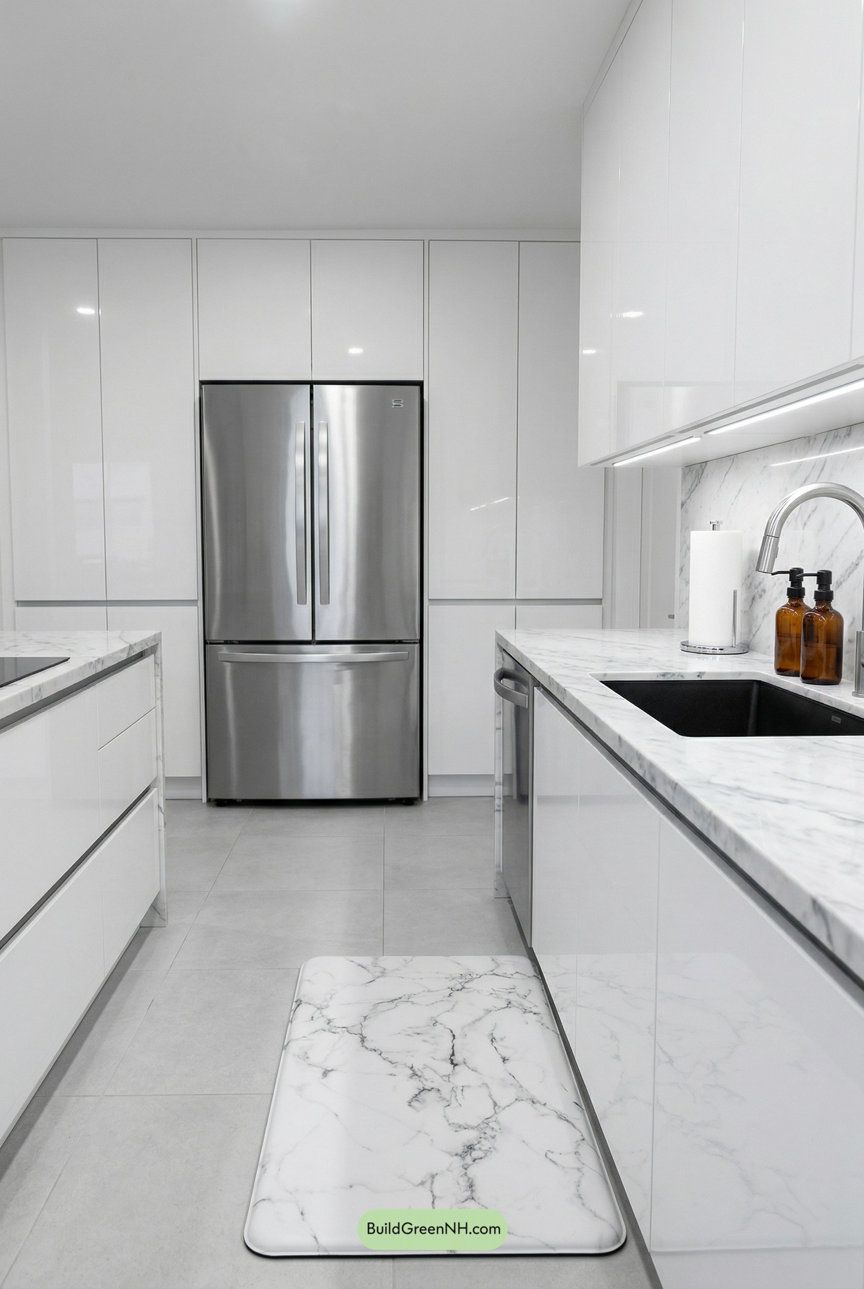 Marble-Matched Mat, Minimalist Kitchen Glow