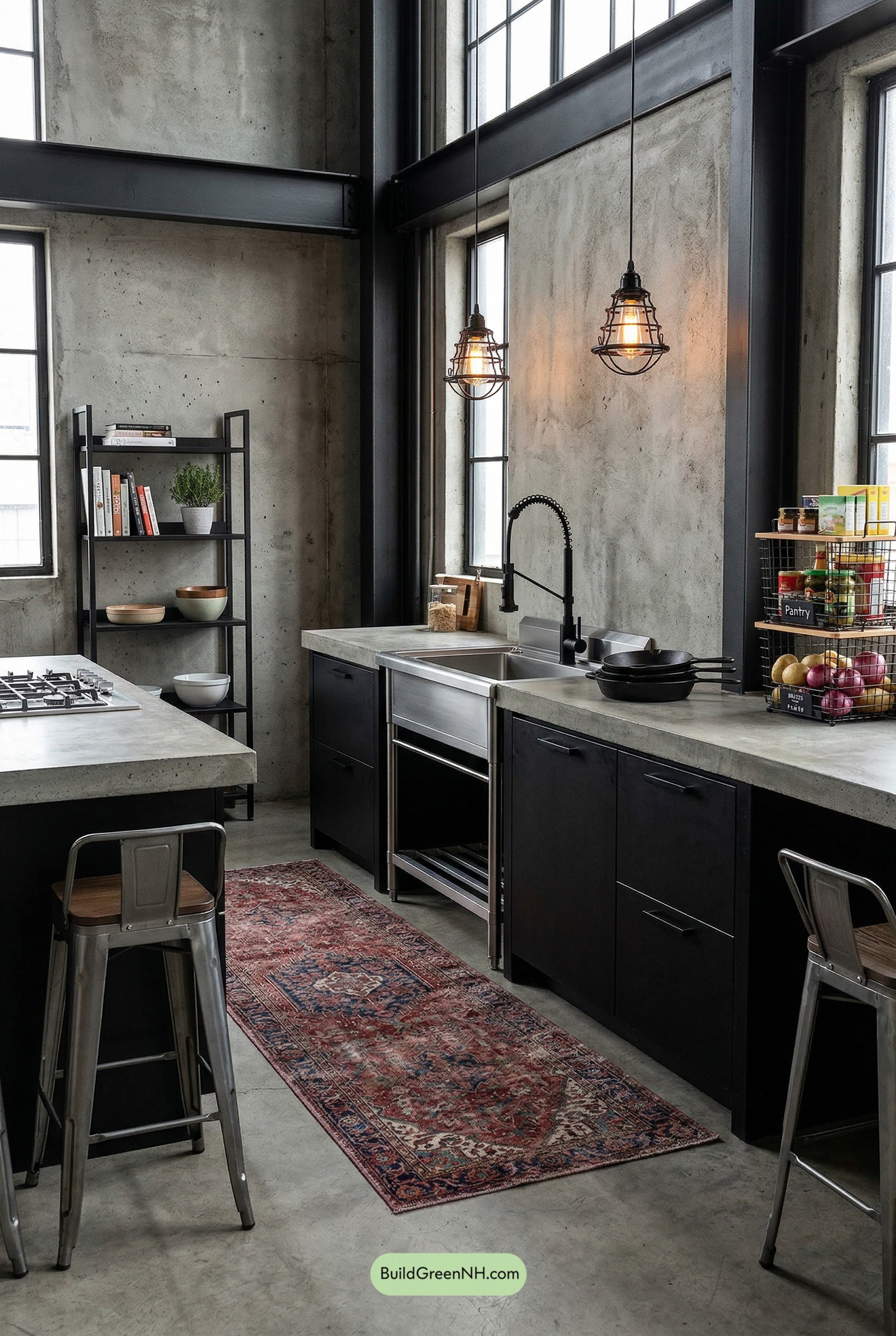 Persian Runner Meets Concrete Loft Cool