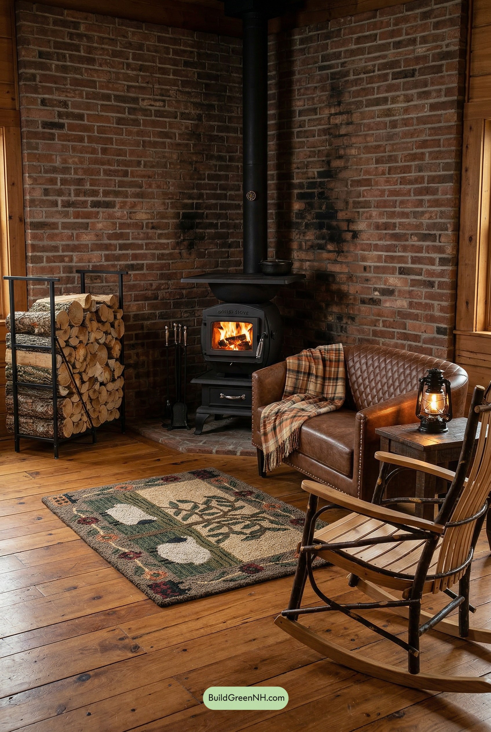 Soot-Kissed Brick, Stove-Centered Cozy Retreat