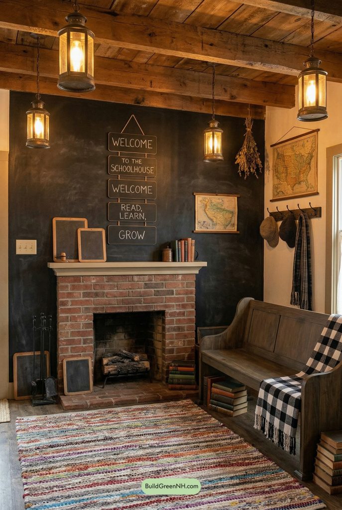 Lantern-Lit Schoolhouse Primitive Living Room