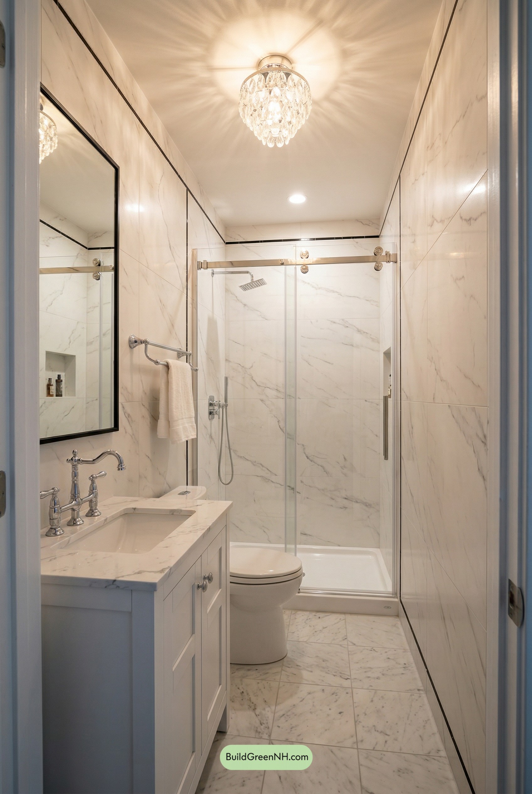 Parisian Pinstripe Marble Tiny Bath